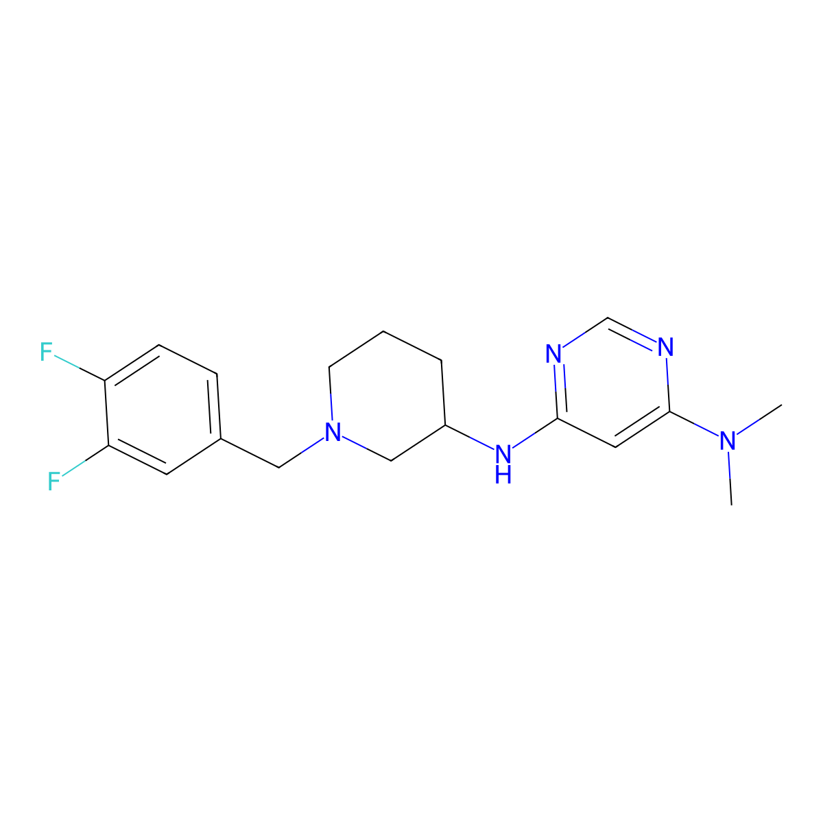 N6-{1-[(3,4-difluorophenyl)methyl]piperidin-3-yl}-N4,N4-dimethylpyrimidine-4,6-diamine molecular structure, CAS 3030818-35-7