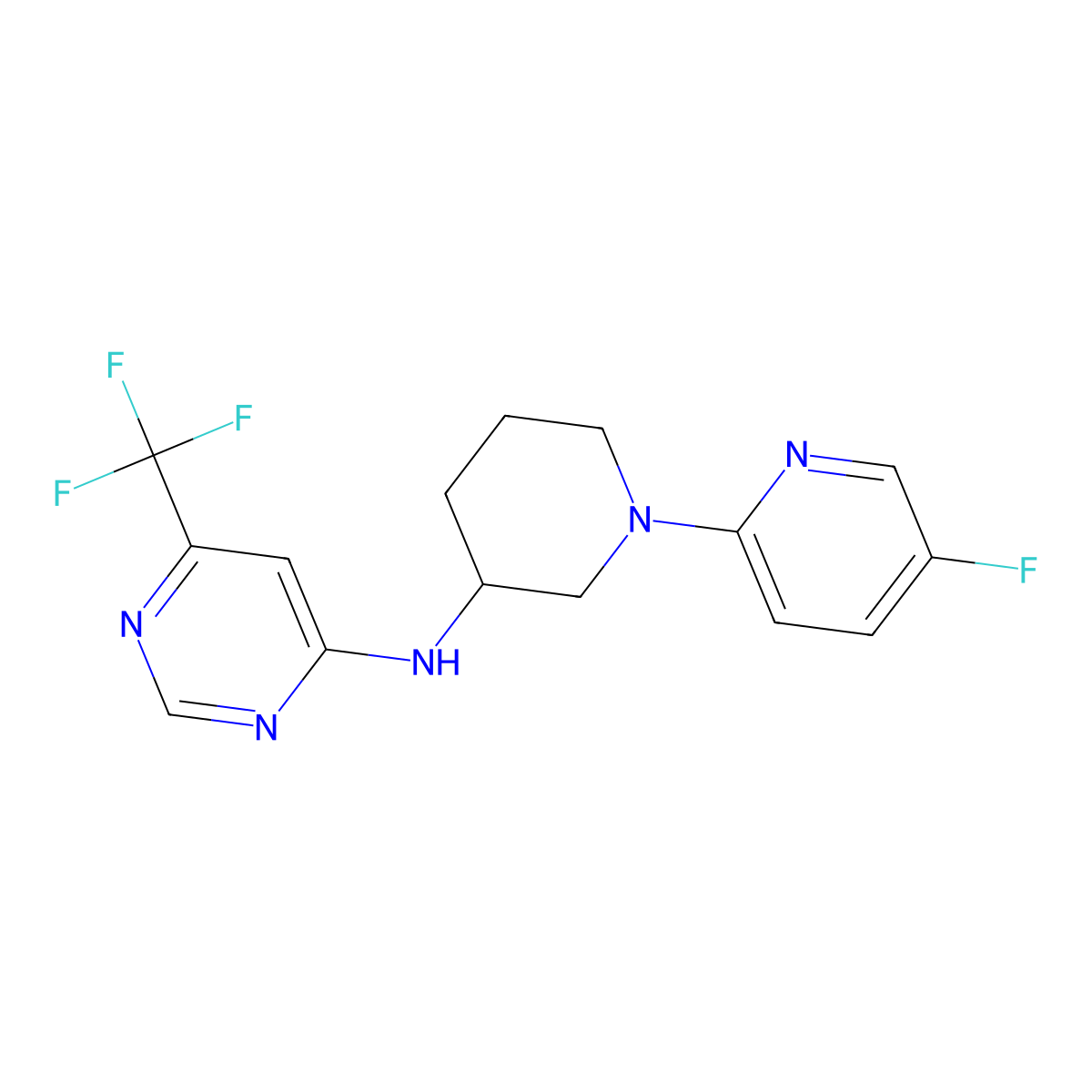 N-[1-(5-fluoropyridin-2-yl)piperidin-3-yl]-6-(trifluoromethyl)pyrimidin-4-amine molecular structure, CAS 3030818-37-9