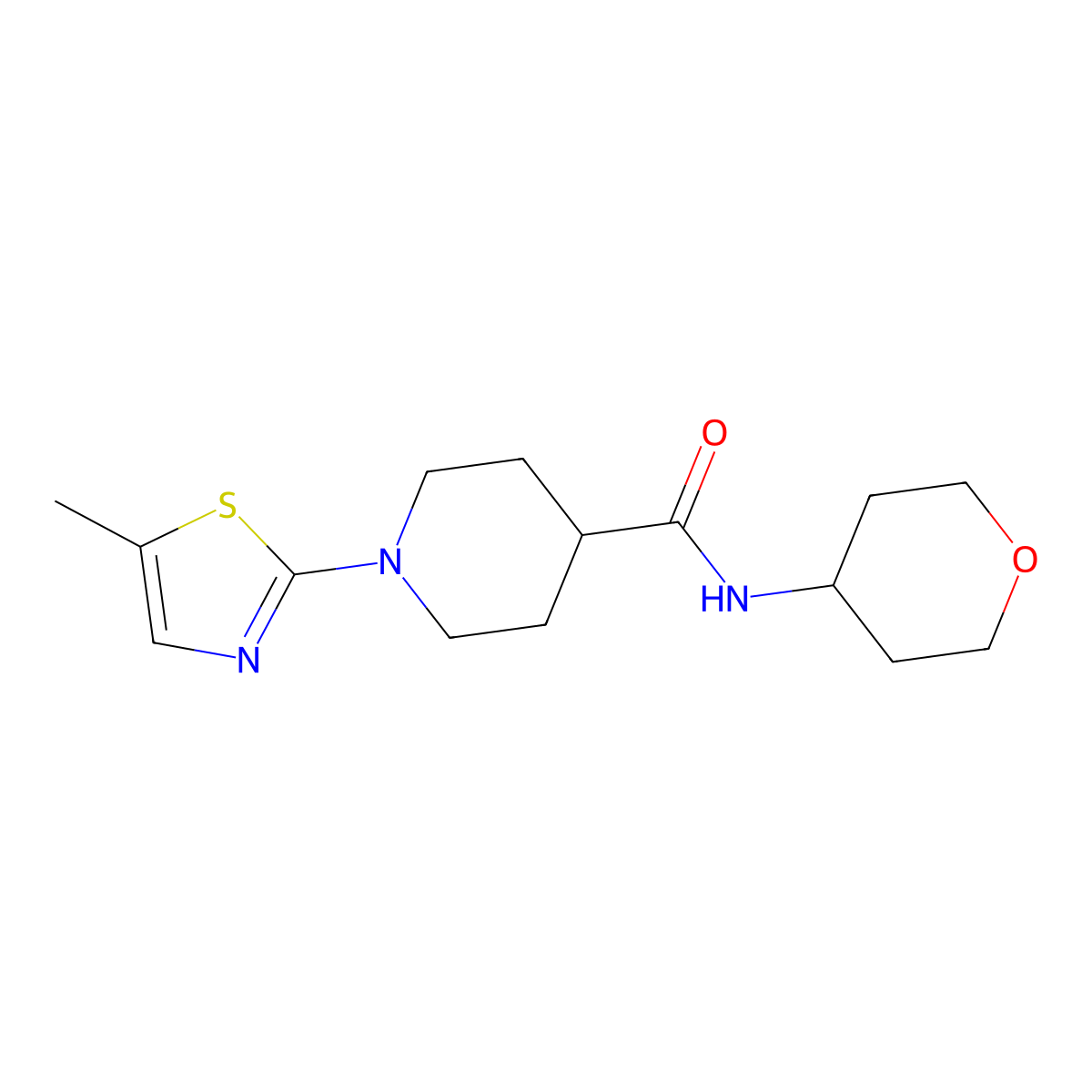 1-(5-methyl-1,3-thiazol-2-yl)-N-(oxan-4-yl)piperidine-4-carboxamide molecular structure, CAS 3030818-39-1