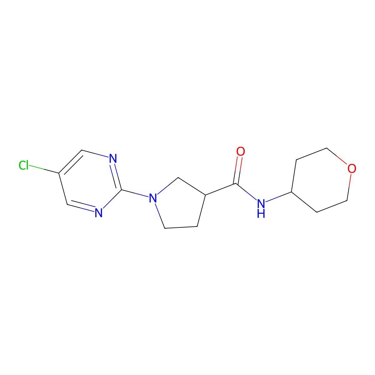 1-(5-chloropyrimidin-2-yl)-N-(oxan-4-yl)pyrrolidine-3-carboxamide molecular structure, CAS 3030818-40-4
