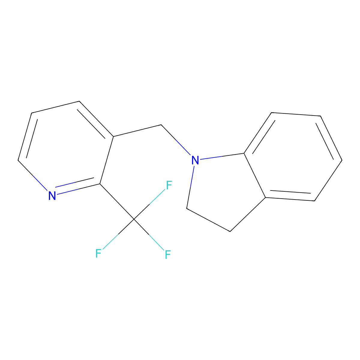 1-{[2-(trifluoromethyl)pyridin-3-yl]methyl}-2,3-dihydro-1H-indole molecular structure, CAS 3030818-50-6
