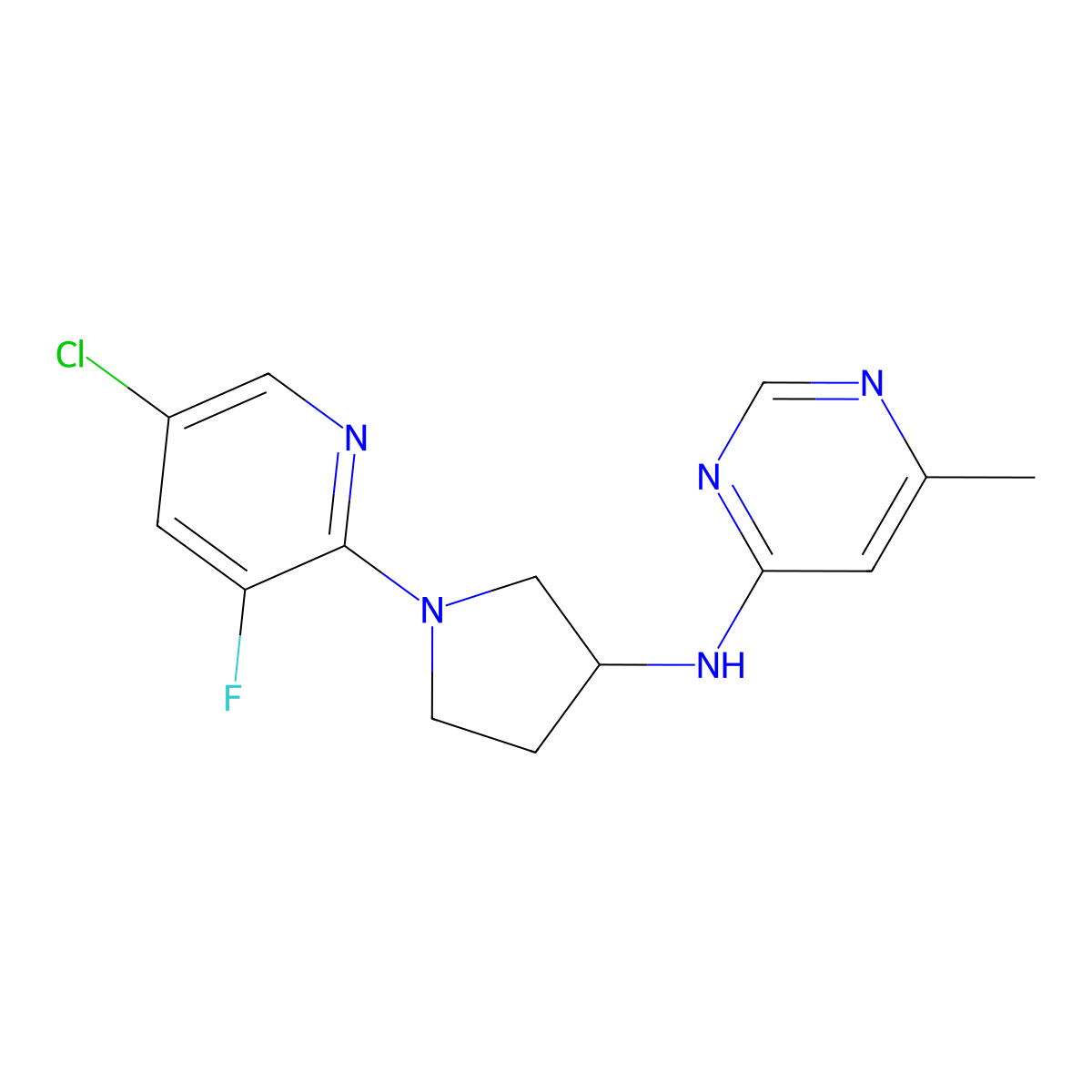 N-[1-(5-chloro-3-fluoropyridin-2-yl)pyrrolidin-3-yl]-6-methylpyrimidin-4-amine molecular structure, CAS 3030818-54-0
