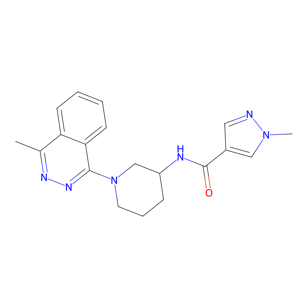 1-methyl-N-[1-(4-methylphthalazin-1-yl)piperidin-3-yl]-1H-pyrazole-4-carboxamide molecular structure, CAS 3030818-58-4