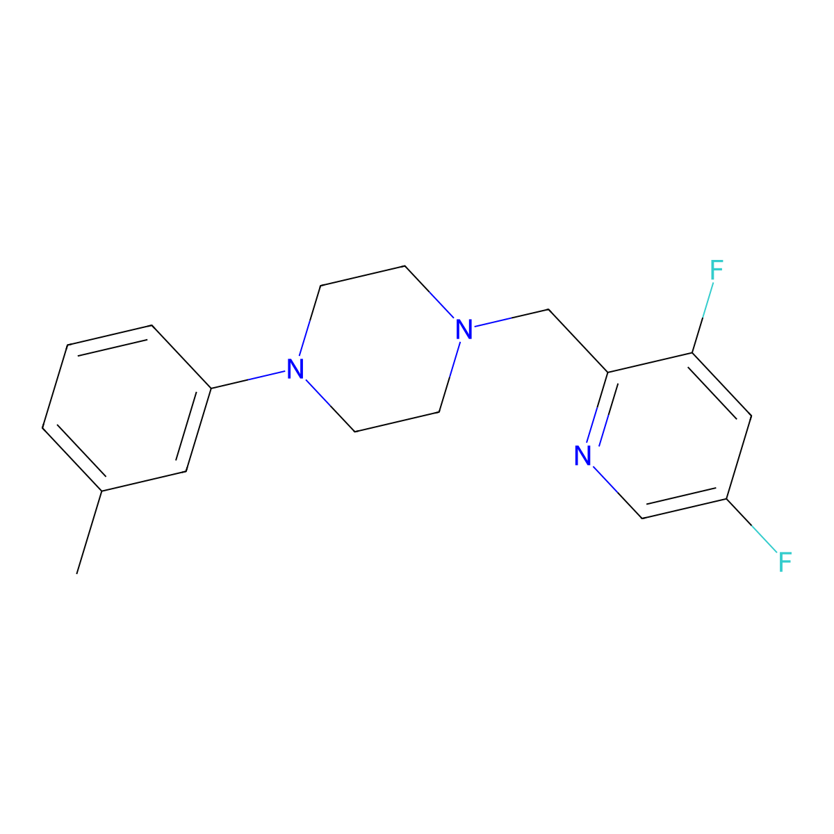 1-[(3,5-Difluoropyridin-2-yl)methyl]-4-(3-methylphenyl)piperazine molecular structure, CAS 3030818-62-0