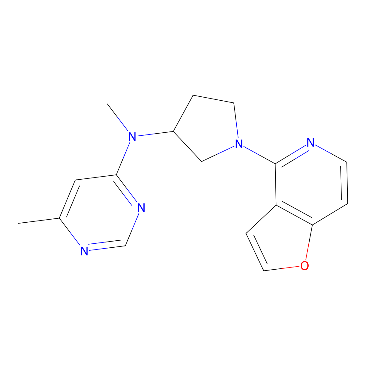 N-(1-{furo[3,2-c]pyridin-4-yl}pyrrolidin-3-yl)-N,6-dimethylpyrimidin-4-amine molecular structure, CAS 3030818-63-1
