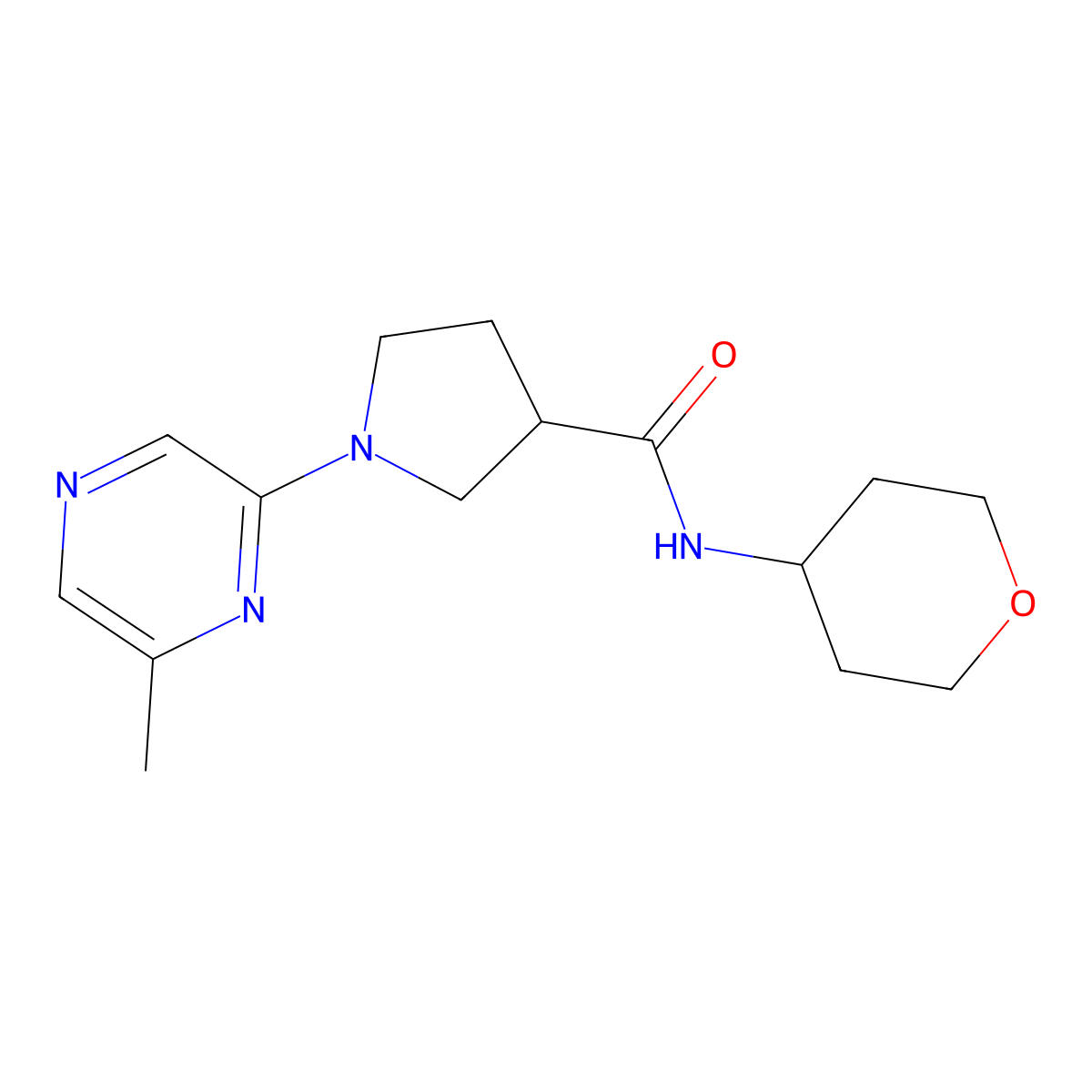 1-(6-methylpyrazin-2-yl)-N-(oxan-4-yl)pyrrolidine-3-carboxamide molecular structure, CAS 3030818-70-0