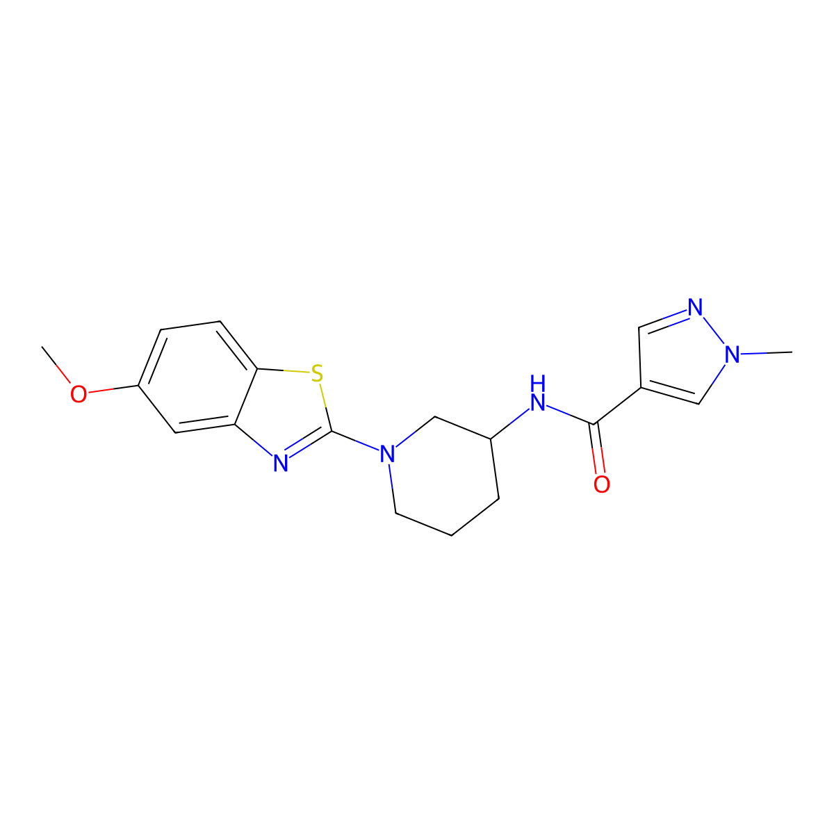 N-[1-(5-methoxy-1,3-benzothiazol-2-yl)piperidin-3-yl]-1-methyl-1H-pyrazole-4-carboxamide molecular structure, CAS 3030818-74-4
