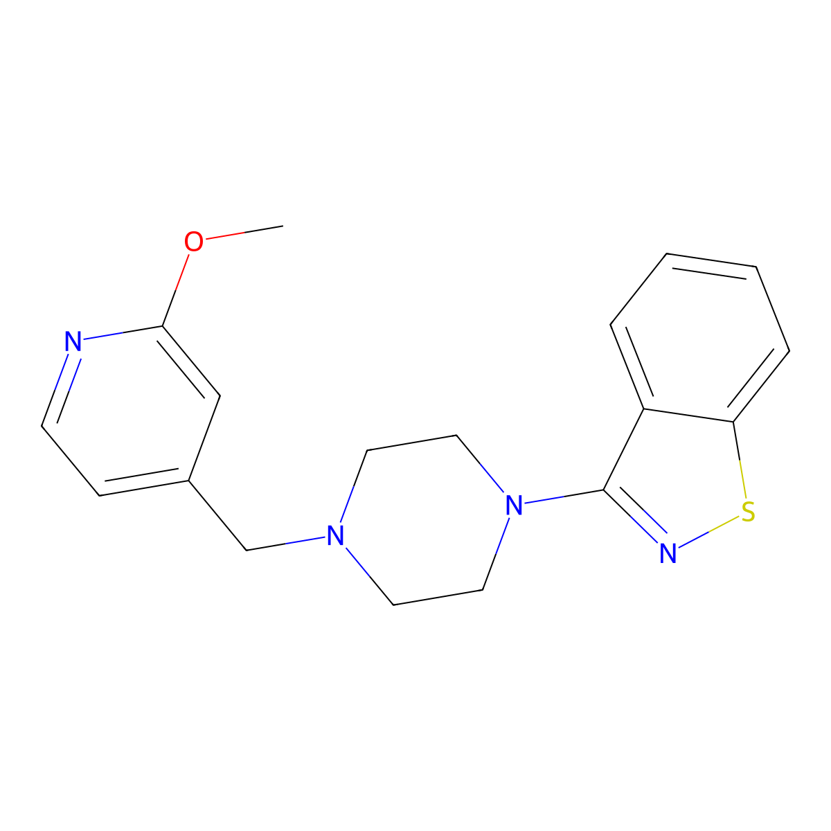 3-{4-[(2-Methoxypyridin-4-yl)methyl]piperazin-1-yl}-1,2-benzothiazole molecular structure, CAS 3030818-82-4