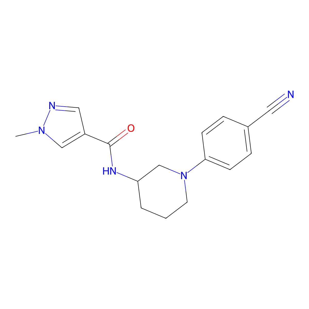 N-[1-(4-cyanophenyl)piperidin-3-yl]-1-methyl-1H-pyrazole-4-carboxamide molecular structure, CAS 3030818-87-9