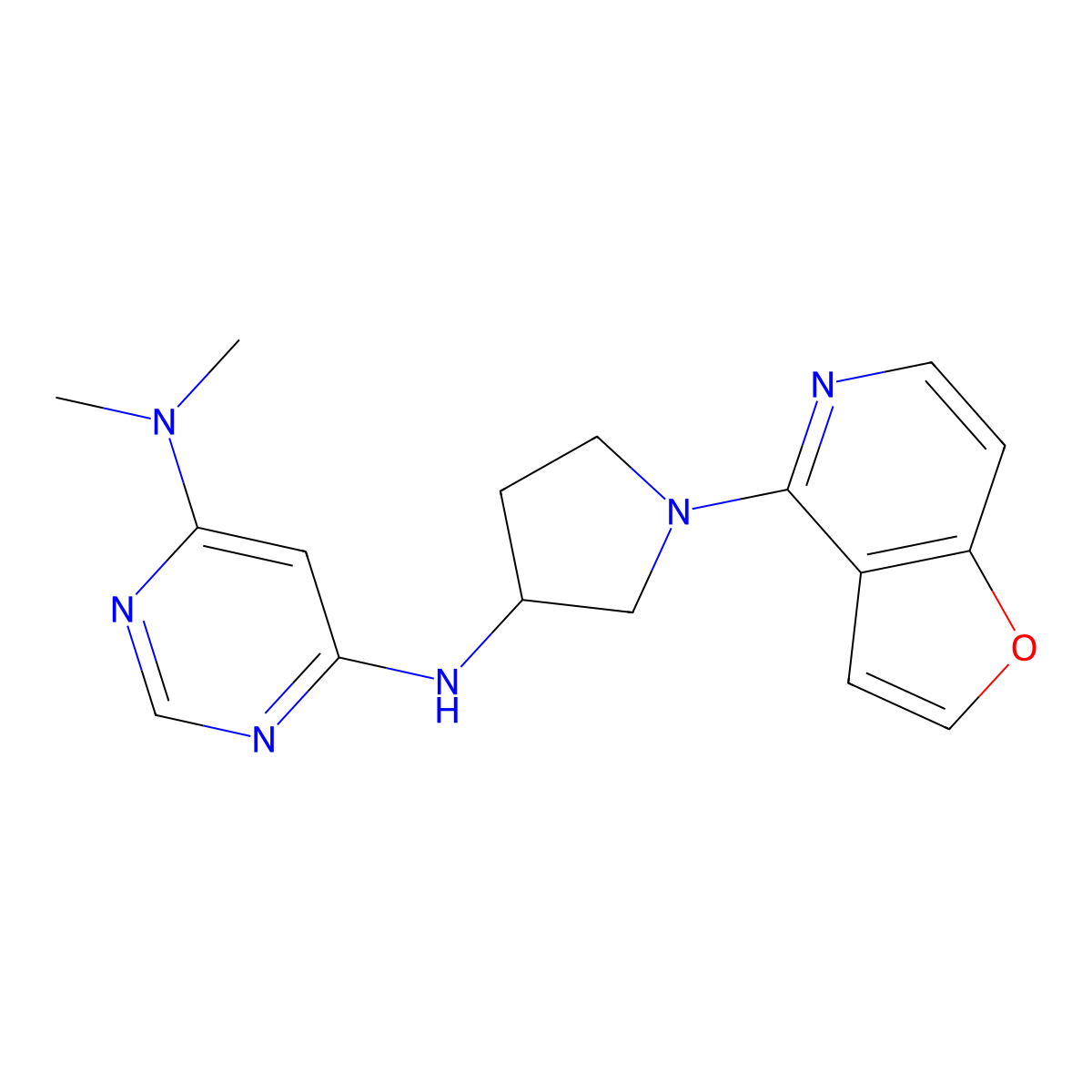 N6-(1-{furo[3,2-c]pyridin-4-yl}pyrrolidin-3-yl)-N4,N4-dimethylpyrimidine-4,6-diamine molecular structure, CAS 3030818-96-0
