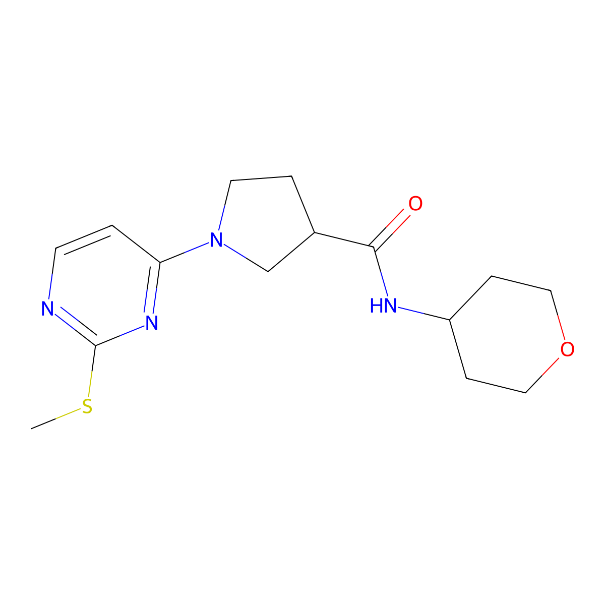 1-[2-(methylsulfanyl)pyrimidin-4-yl]-N-(oxan-4-yl)pyrrolidine-3-carboxamide molecular structure, CAS 3030819-04-3