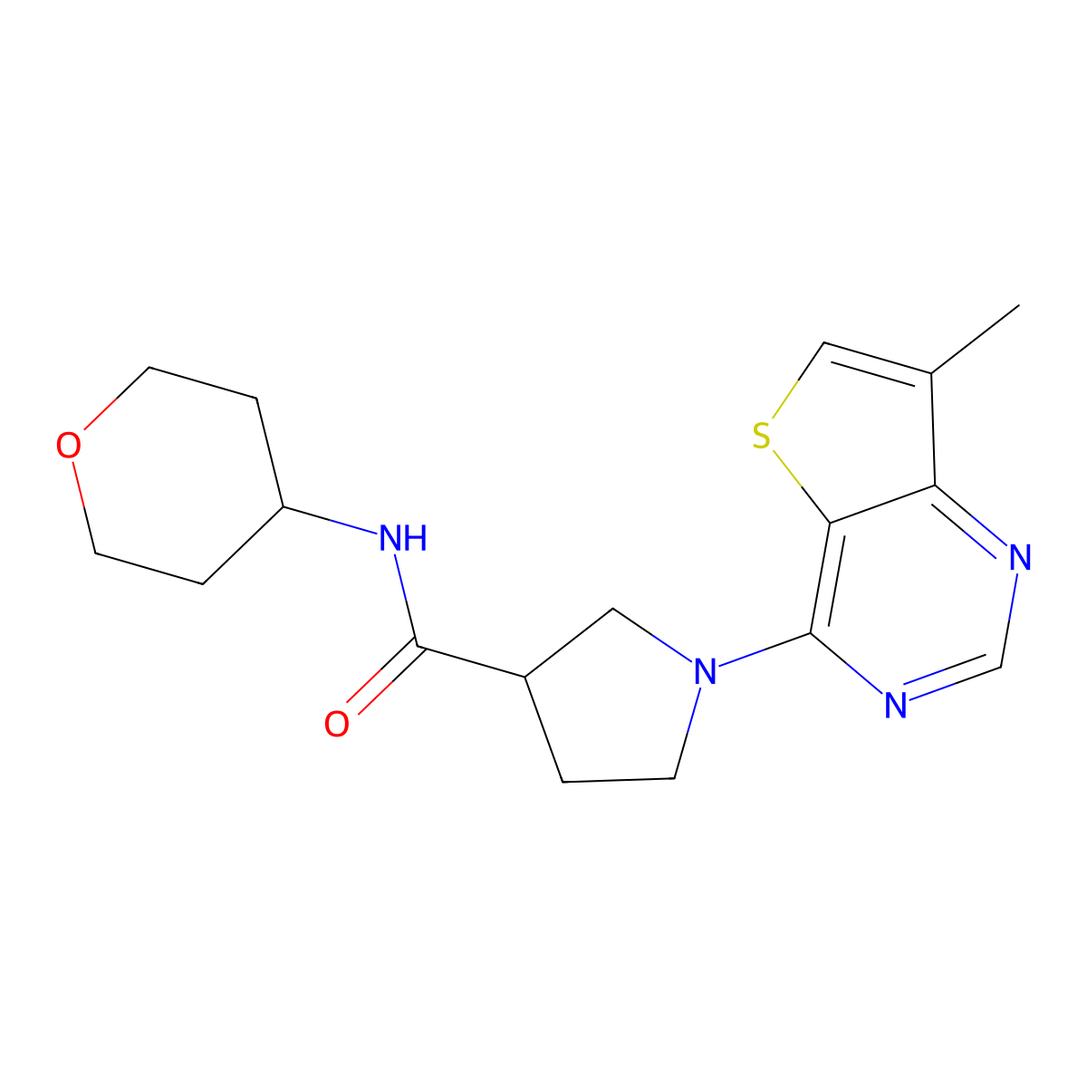 1-{7-methylthieno[3,2-d]pyrimidin-4-yl}-N-(oxan-4-yl)pyrrolidine-3-carboxamide molecular structure, CAS 3030819-07-6