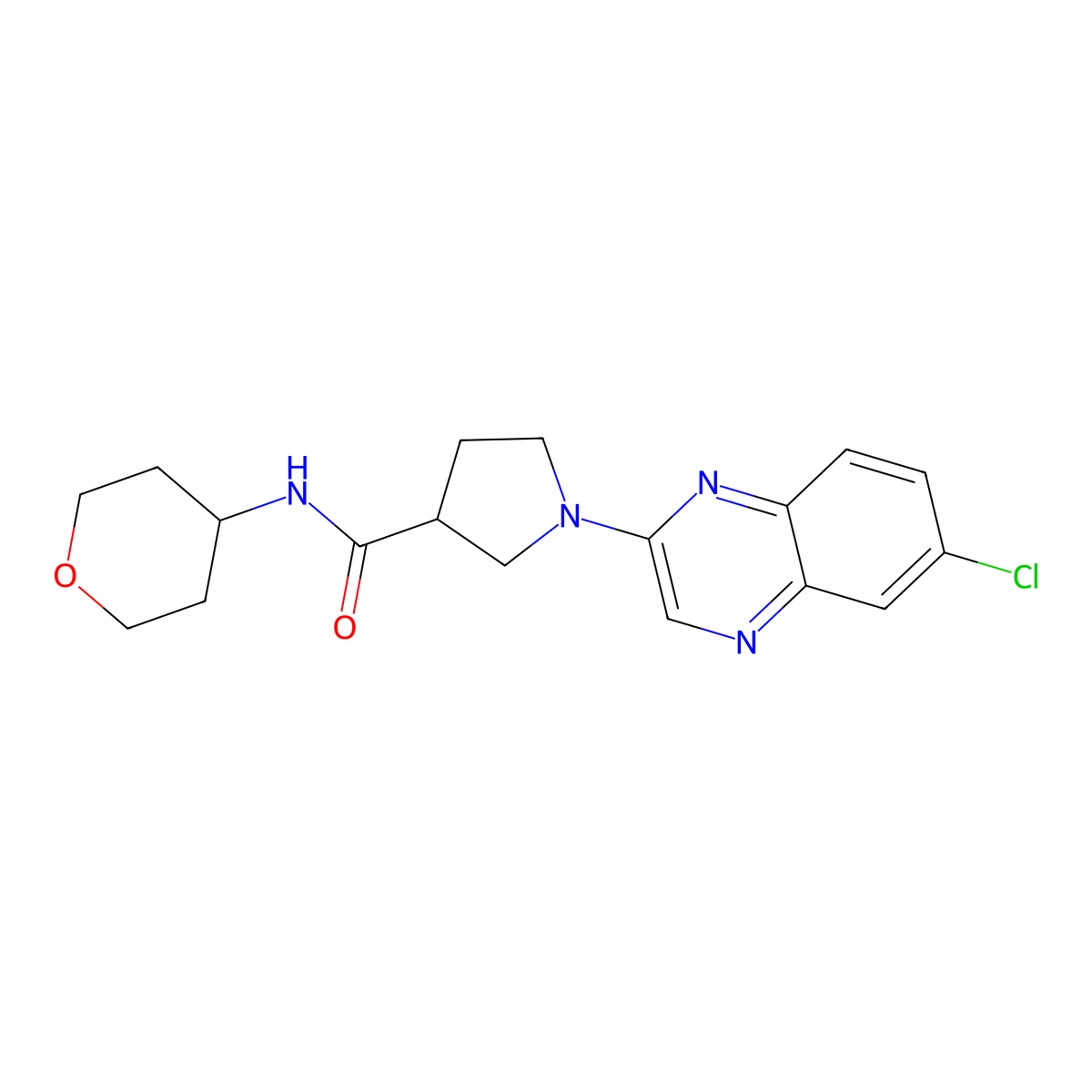 1-(6-chloroquinoxalin-2-yl)-N-(oxan-4-yl)pyrrolidine-3-carboxamide molecular structure, CAS 3030819-11-2