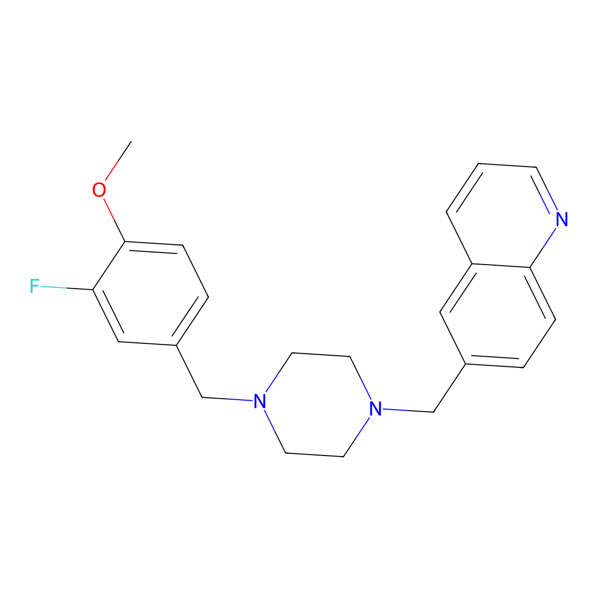 6-({4-[(3-Fluoro-4-methoxyphenyl)methyl]piperazin-1-yl}methyl)quinoline molecular structure, CAS 3030819-12-3