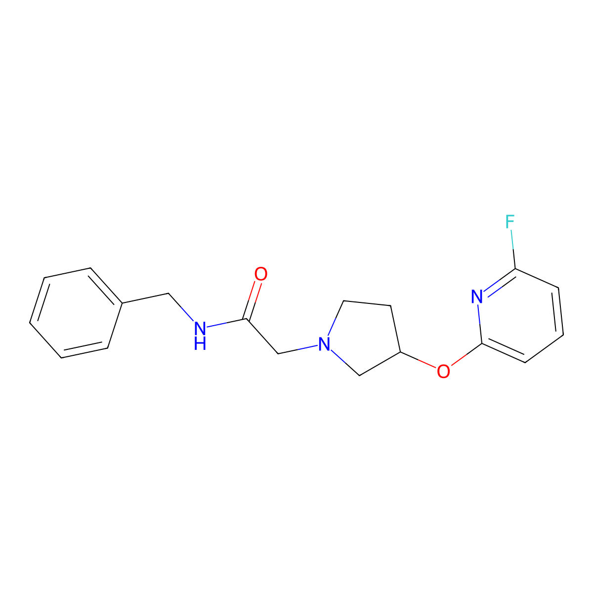N-benzyl-2-{3-[(6-fluoropyridin-2-yl)oxy]pyrrolidin-1-yl}acetamide molecular structure, CAS 3030819-14-5