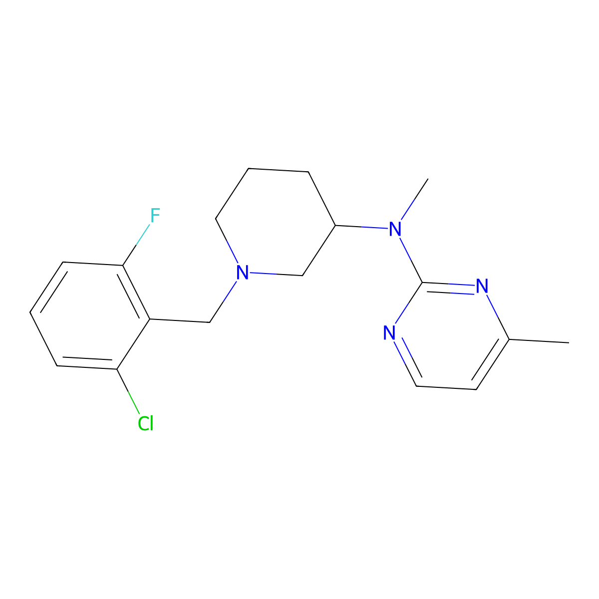 N-{1-[(2-chloro-6-fluorophenyl)methyl]piperidin-3-yl}-N,4-dimethylpyrimidin-2-amine molecular structure, CAS 3030819-17-8
