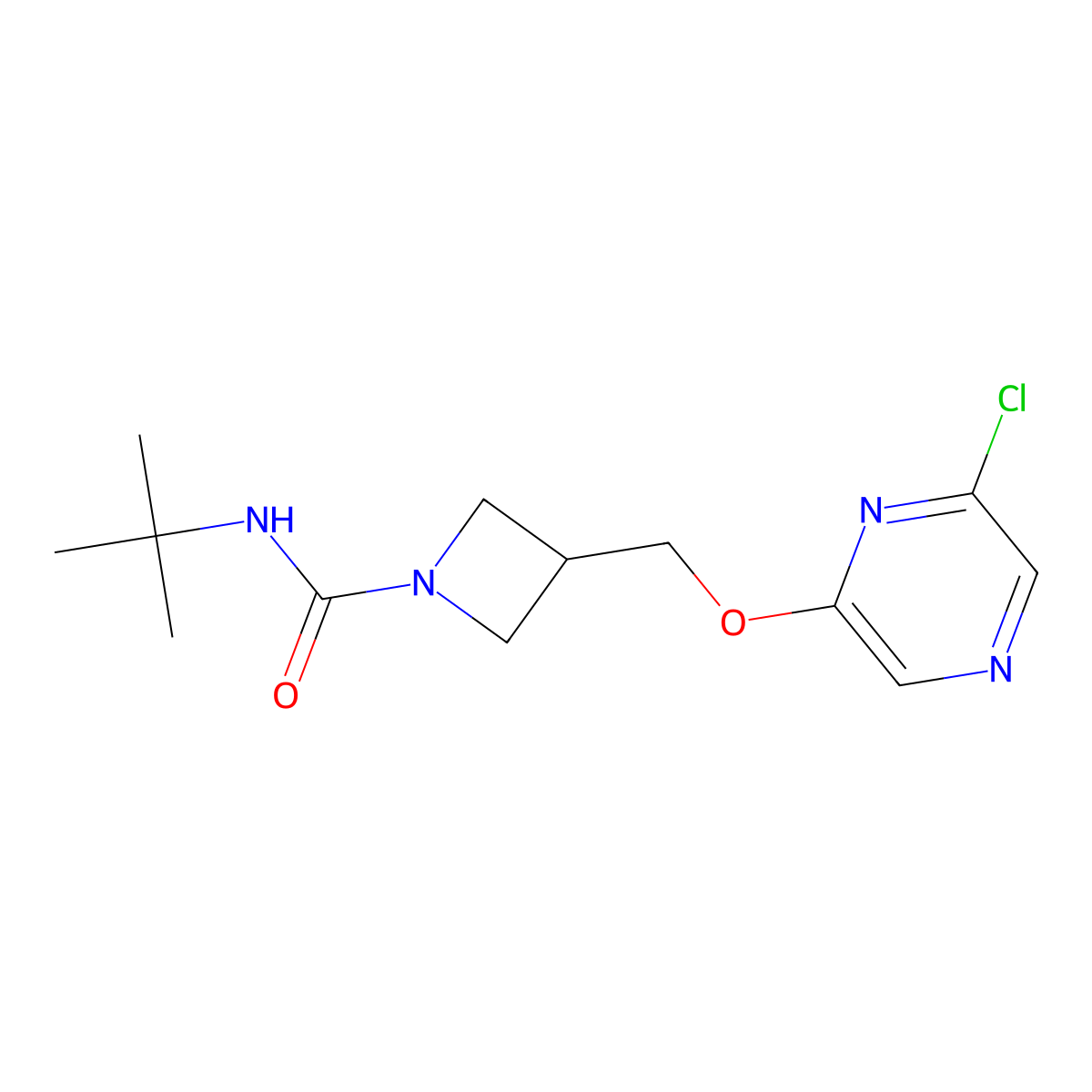 N-tert-butyl-3-{[(6-chloropyrazin-2-yl)oxy]methyl}azetidine-1-carboxamide molecular structure, CAS 3030819-18-9