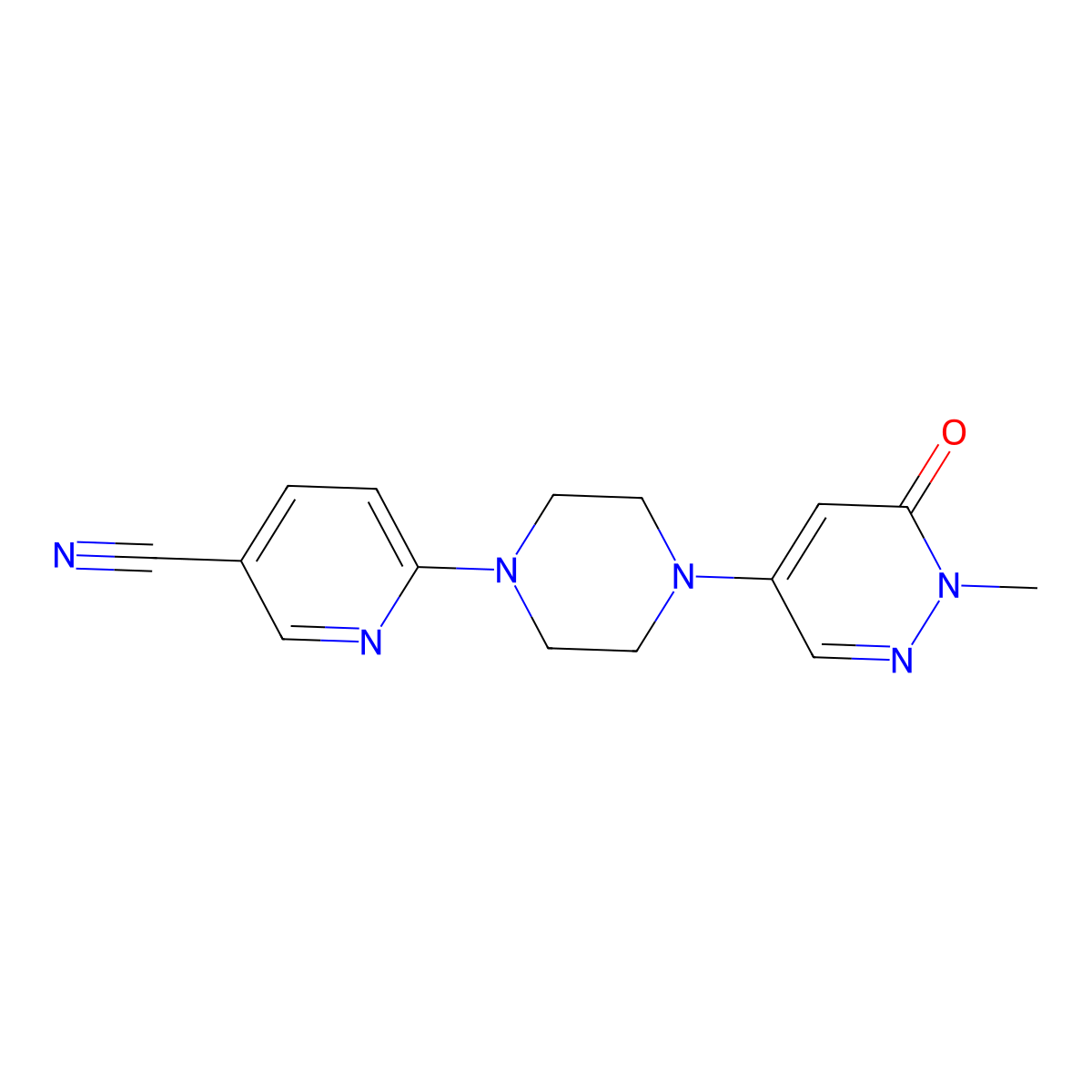 6-[4-(1-Methyl-6-oxo-1,6-dihydropyridazin-4-yl)piperazin-1-yl]pyridine-3-carbonitrile molecular structure, CAS 3030819-22-5