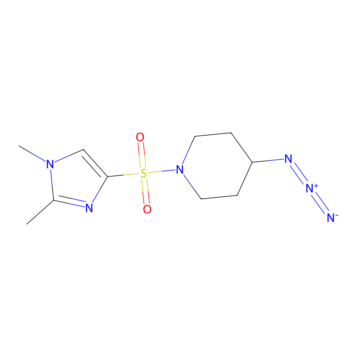 4-azido-1-[(1,2-dimethyl-1H-imidazol-4-yl)sulfonyl]piperidine molecular structure, CAS 3030819-23-6