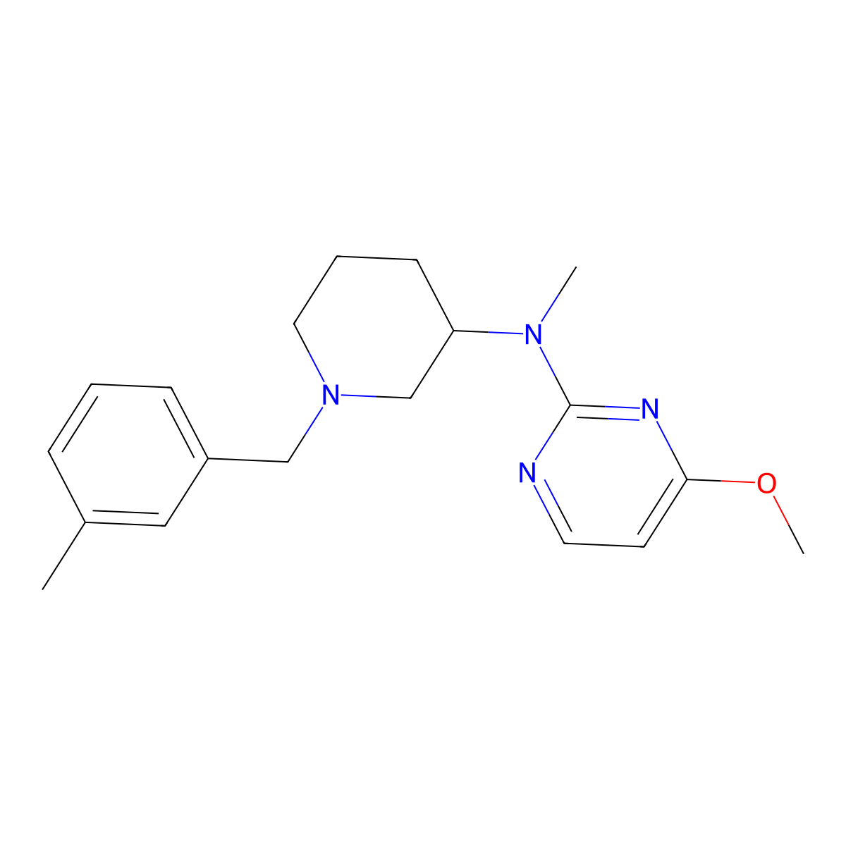 4-methoxy-N-methyl-N-{1-[(3-methylphenyl)methyl]piperidin-3-yl}pyrimidin-2-amine molecular structure, CAS 3030819-24-7