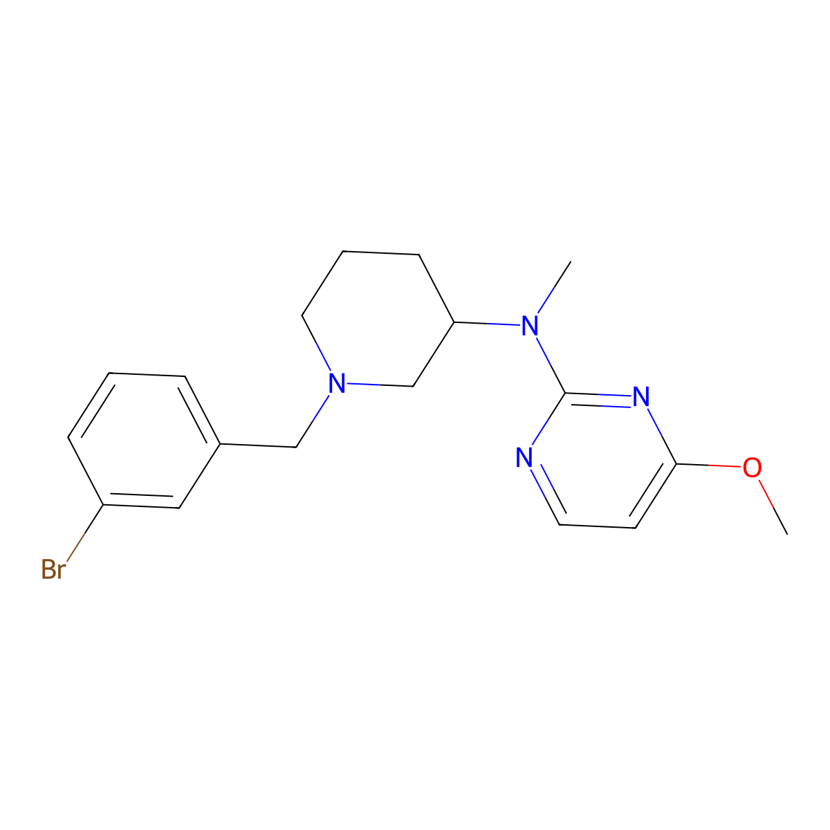 N-{1-[(4-bromophenyl)methyl]piperidin-3-yl}-4-methoxypyrimidin-2-amine molecular structure, CAS 3030819-27-0