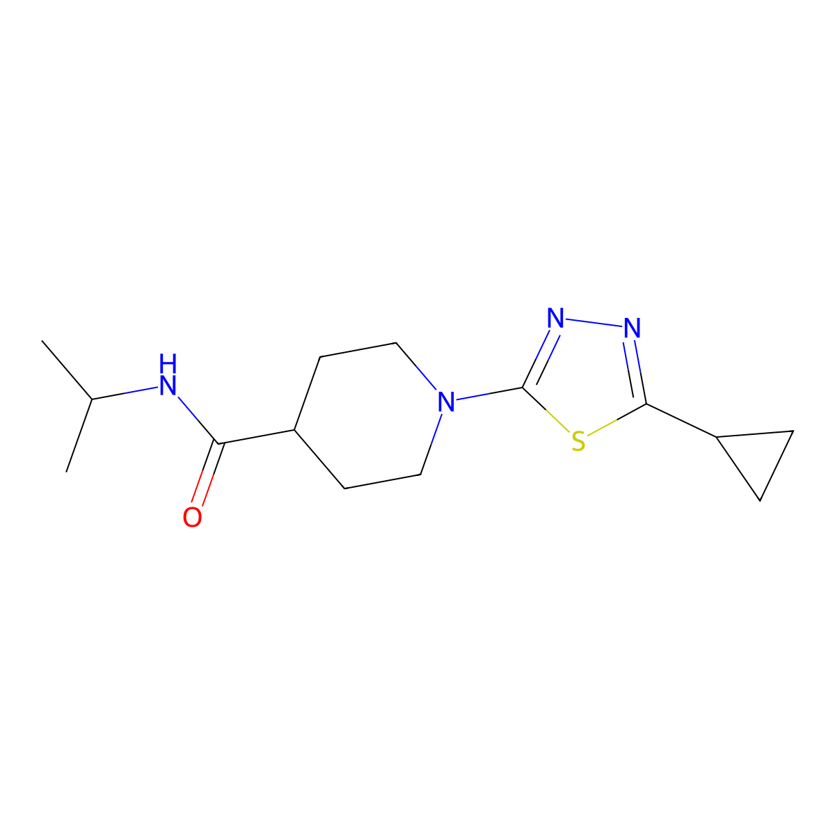 1-(5-cyclopropyl-1,3,4-thiadiazol-2-yl)-N-(propan-2-yl)piperidine-4-carboxamide molecular structure, CAS 3030819-29-2