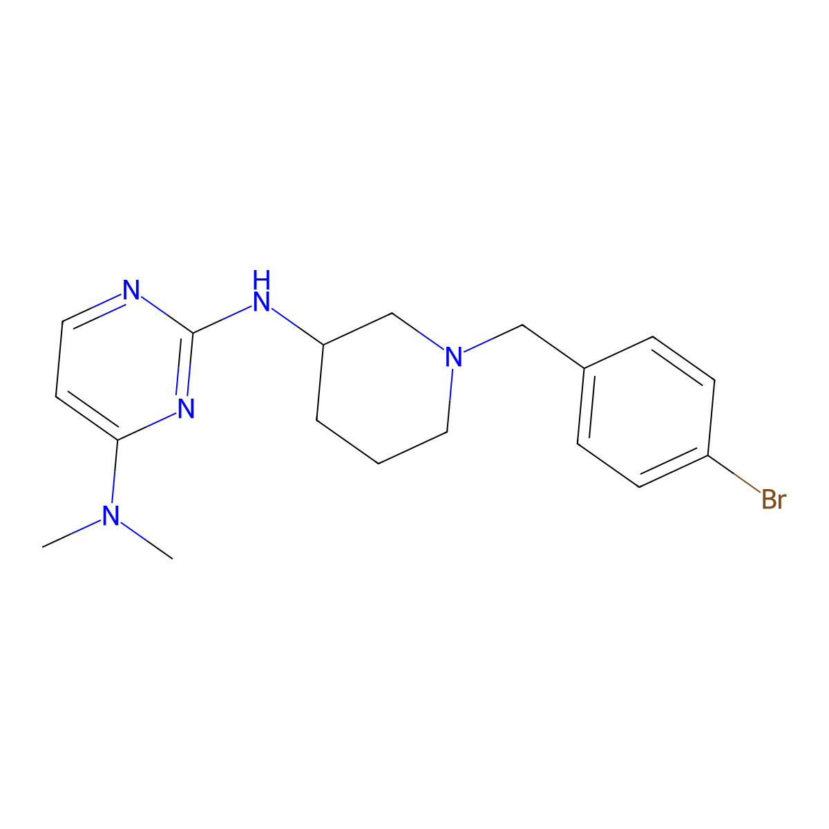 N2-{1-[(4-bromophenyl)methyl]piperidin-3-yl}-N4,N4-dimethylpyrimidine-2,4-diamine molecular structure, CAS 3030819-32-7