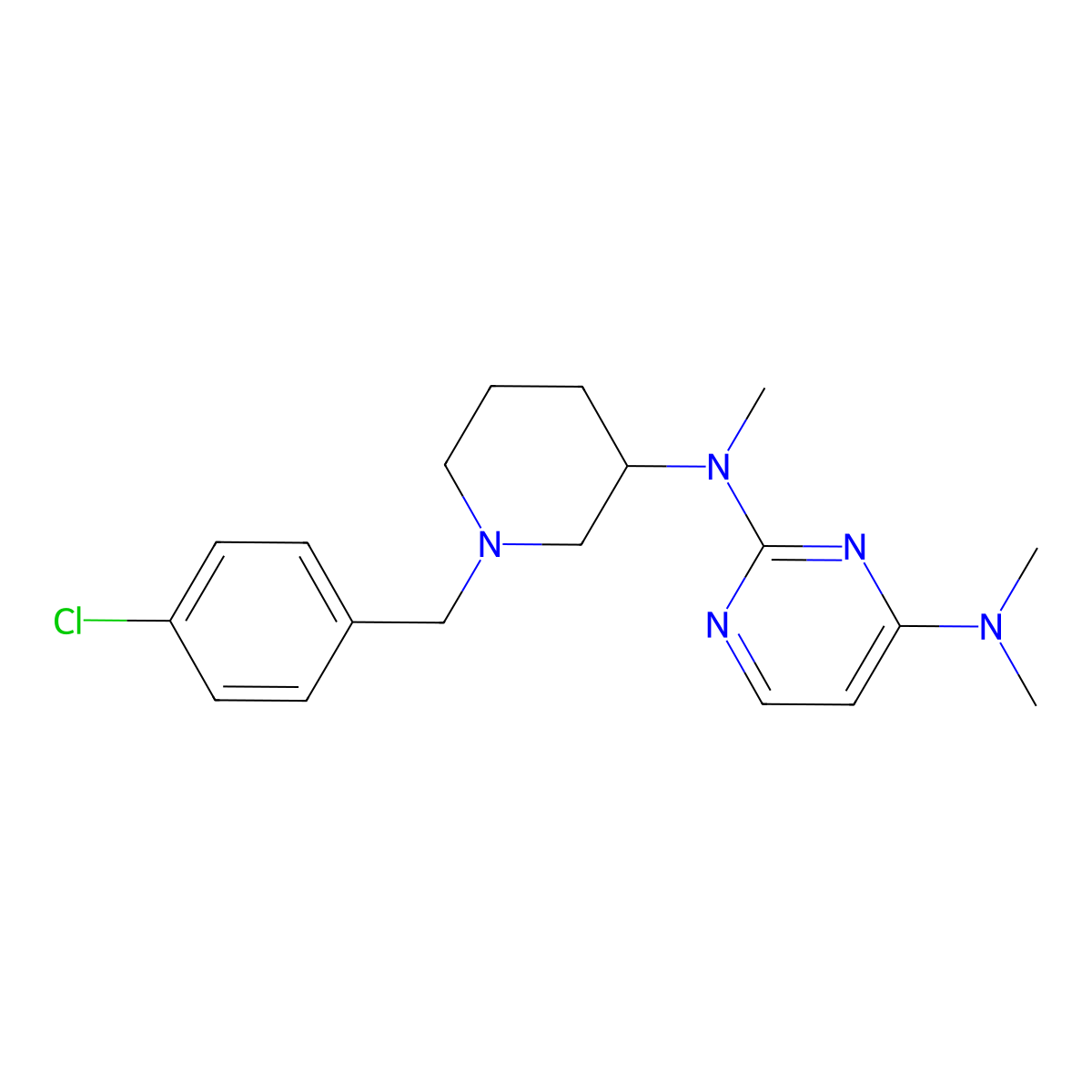 N2-{1-[(4-chlorophenyl)methyl]piperidin-3-yl}-N2,N4,N4-trimethylpyrimidine-2,4-diamine molecular structure, CAS 3030819-36-1