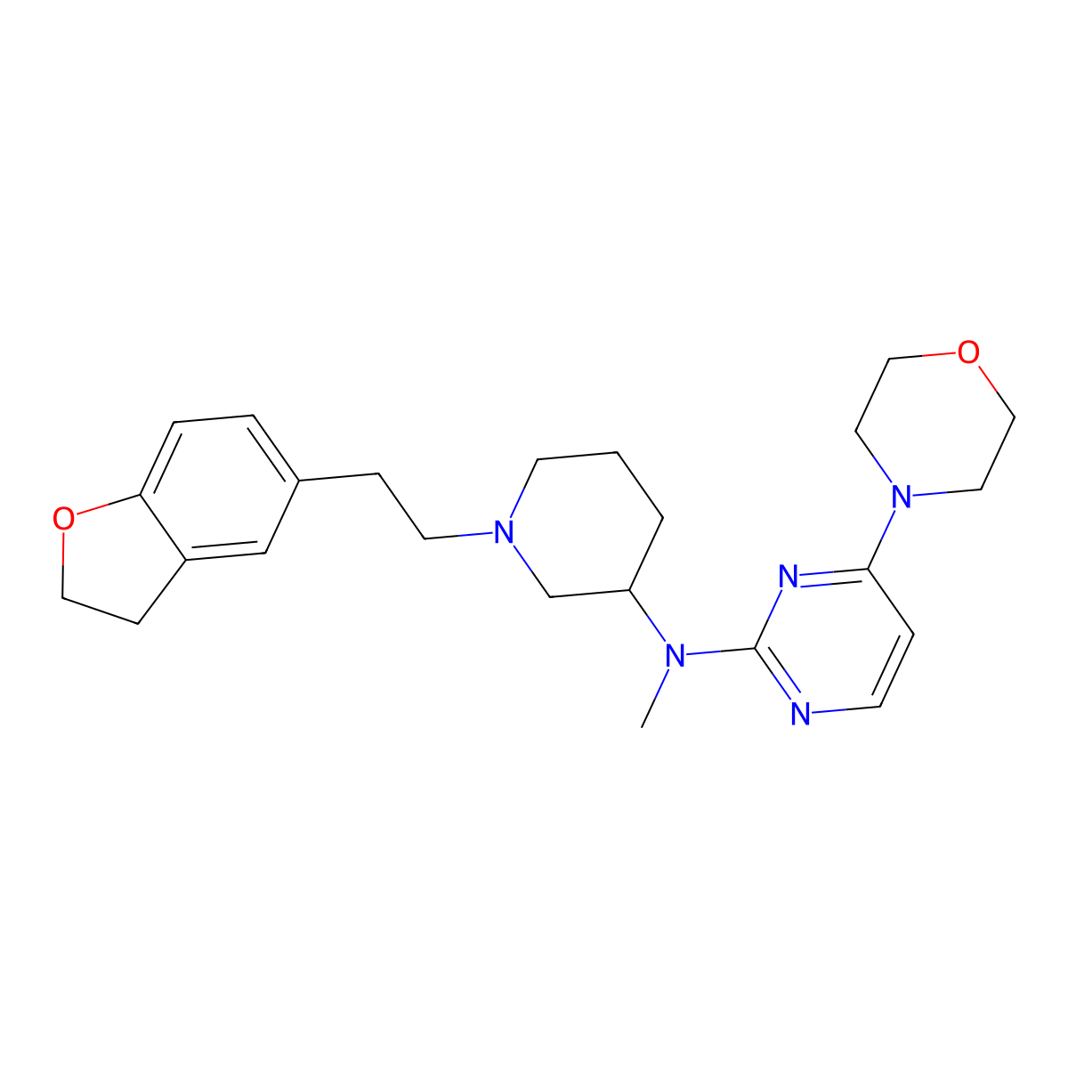N-{1-[2-(2,3-dihydro-1-benzofuran-5-yl)ethyl]piperidin-3-yl}-N-methyl-4-(morpholin-4-yl)pyrimidin-2-amine molecular structure, CAS 3030819-40-7