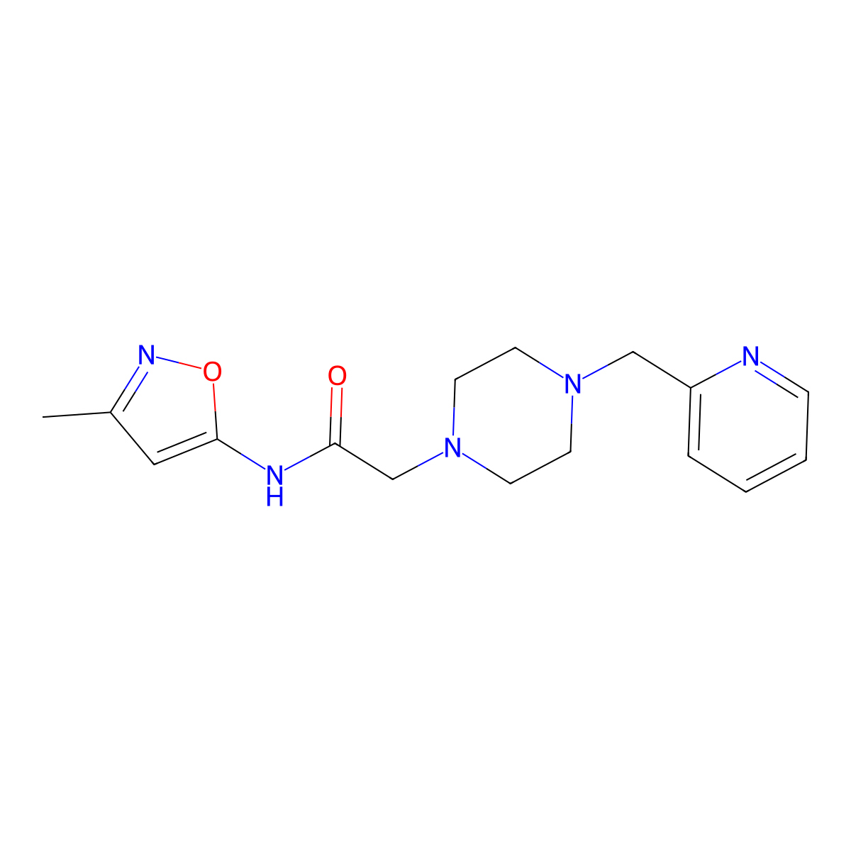 N-(3-methyl-1,2-oxazol-5-yl)-2-[4-(pyridin-2-ylmethyl)piperazin-1-yl]acetamide molecular structure, CAS 3030819-42-9