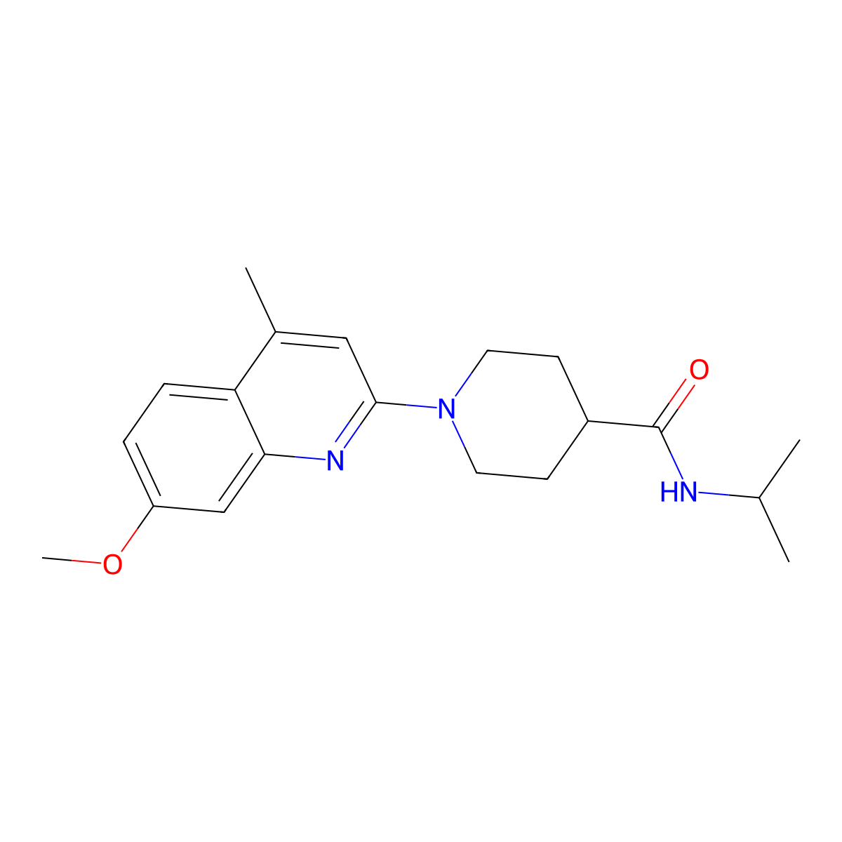 1-(7-methoxy-4-methylquinolin-2-yl)-N-(propan-2-yl)piperidine-4-carboxamide molecular structure, CAS 3030819-48-5