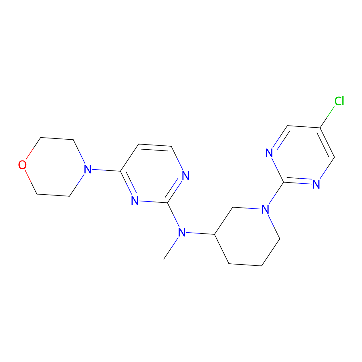 N-[1-(5-chloropyrimidin-2-yl)piperidin-3-yl]-N-methyl-4-(morpholin-4-yl)pyrimidin-2-amine molecular structure, CAS 3030819-50-9