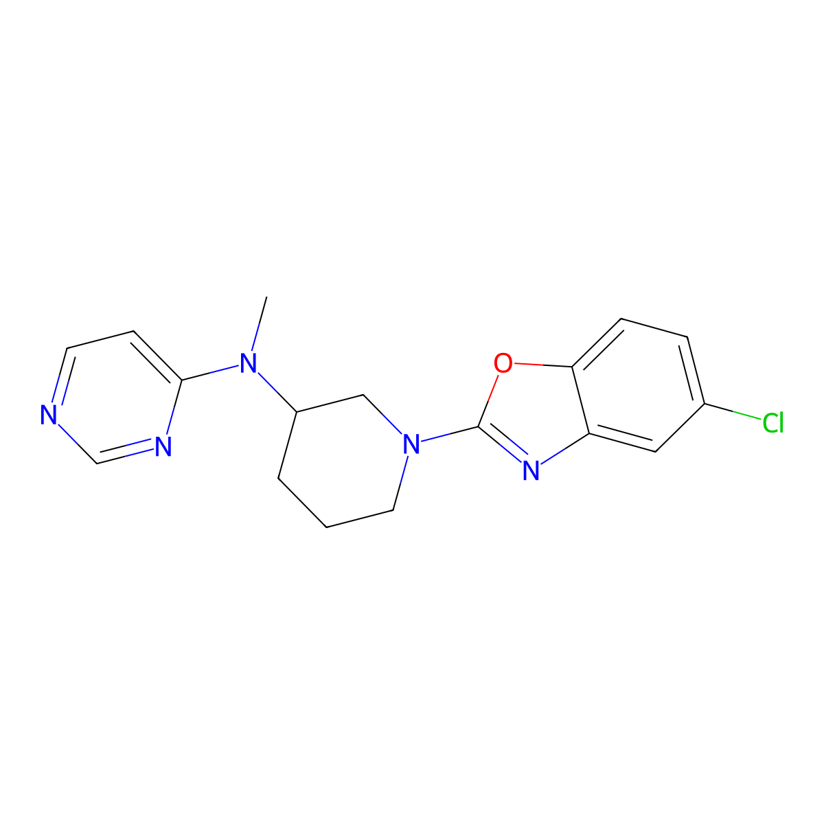 N-[1-(5-chloro-1,3-benzoxazol-2-yl)piperidin-3-yl]-N-methylpyrimidin-4-amine molecular structure, CAS 3030819-54-3