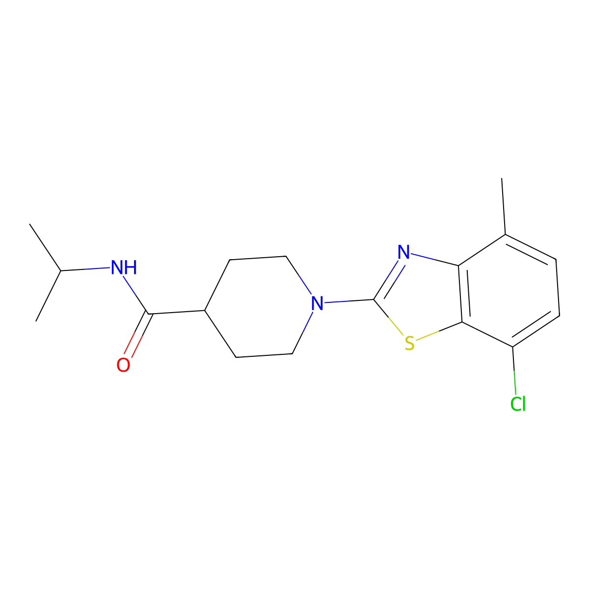 1-(7-chloro-4-methyl-1,3-benzothiazol-2-yl)-N-(propan-2-yl)piperidine-4-carboxamide molecular structure, CAS 3030819-56-5
