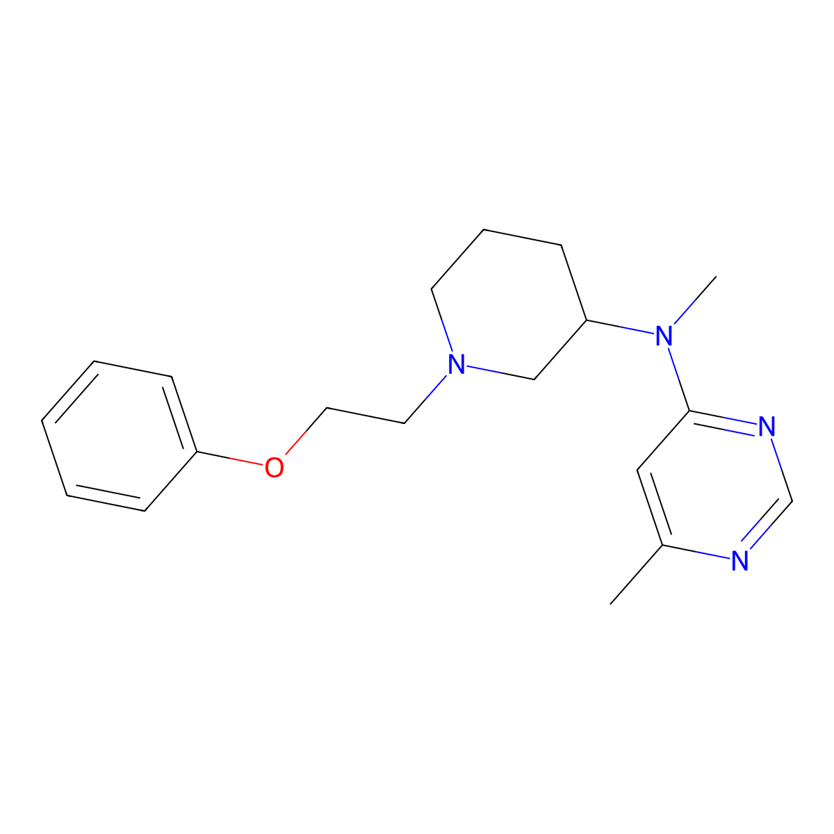 N,6-dimethyl-N-[1-(2-phenoxyethyl)piperidin-3-yl]pyrimidin-4-amine molecular structure, CAS 3030819-58-7