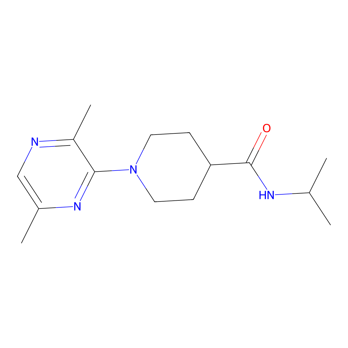 1-(3,6-dimethylpyrazin-2-yl)-N-(propan-2-yl)piperidine-4-carboxamide molecular structure, CAS 3030819-61-2