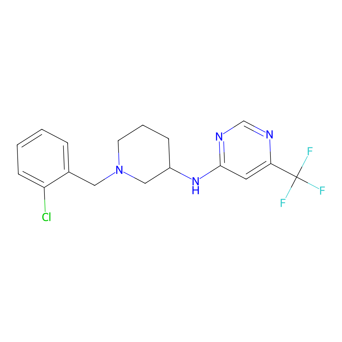 N-{1-[(2-chlorophenyl)methyl]piperidin-3-yl}-6-(trifluoromethyl)pyrimidin-4-amine molecular structure, CAS 3030819-62-3