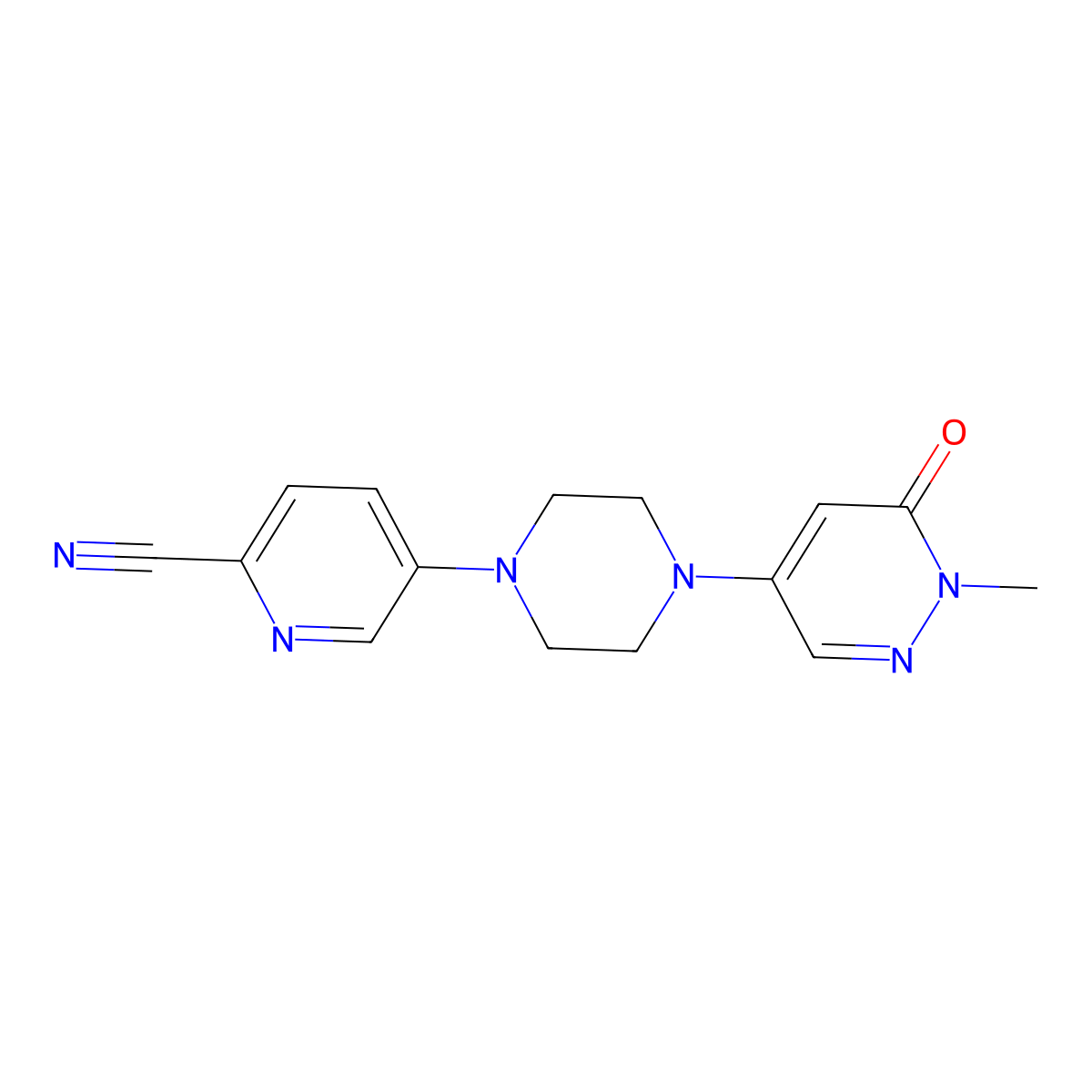 5-[4-(1-Methyl-6-oxo-1,6-dihydropyridazin-4-yl)piperazin-1-yl]pyridine-2-carbonitrile molecular structure, CAS 3030819-64-5