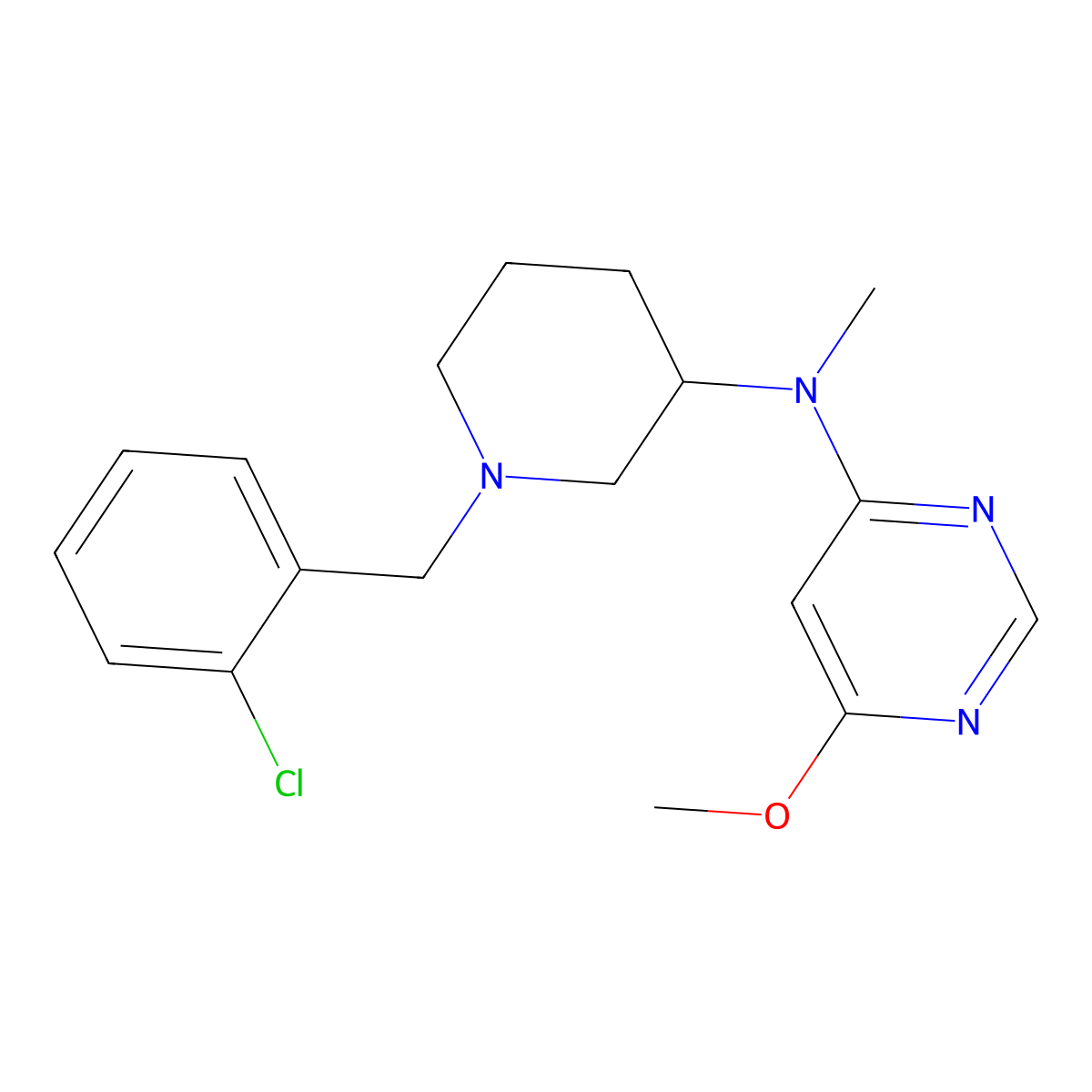 N-{1-[(2-chlorophenyl)methyl]piperidin-3-yl}-6-methoxy-N-methylpyrimidin-4-amine molecular structure, CAS 3030819-69-0