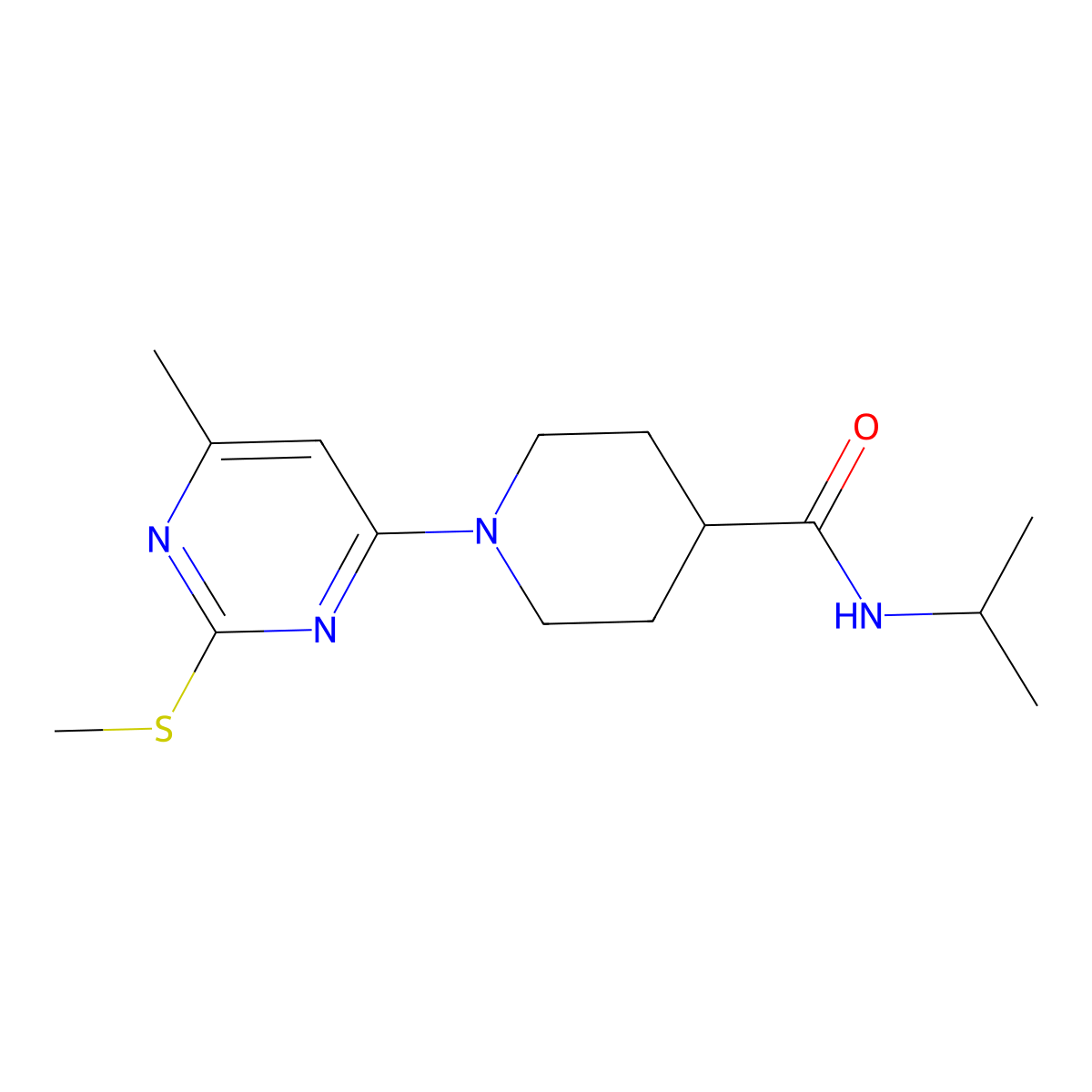1-[6-methyl-2-(methylsulfanyl)pyrimidin-4-yl]-N-(propan-2-yl)piperidine-4-carboxamide molecular structure, CAS 3030819-70-3