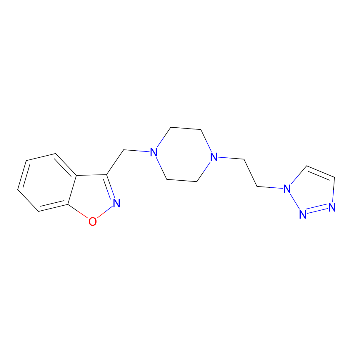 3-({4-[2-(1H-1,2,3-triazol-1-yl)ethyl]piperazin-1-yl}methyl)-1,2-benzoxazole molecular structure, CAS 3030819-92-9