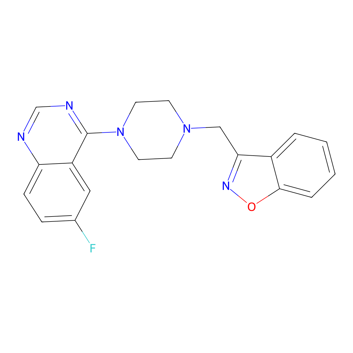 3-[[4-(6-Fluoroquinazolin-4-yl)piperazin-1-yl]methyl]-1,2-benzoxazole molecular structure, CAS 3030819-96-3