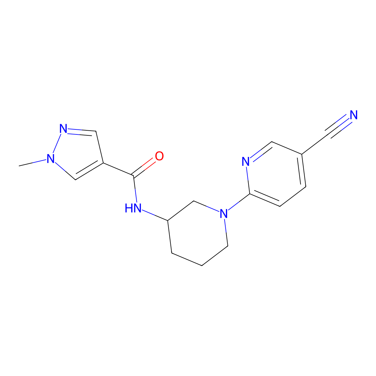 N-[1-(5-cyanopyridin-2-yl)piperidin-3-yl]-1-methyl-1H-pyrazole-4-carboxamide molecular structure, CAS 3030819-98-5