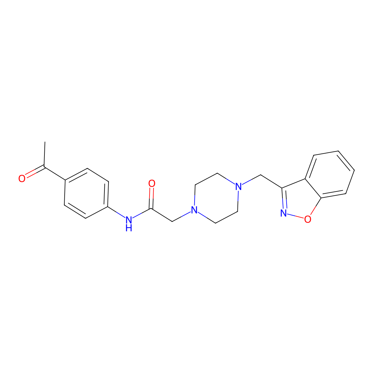 N-(4-acetylphenyl)-2-{4-[(1,2-benzoxazol-3-yl)methyl]piperazin-1-yl}acetamide molecular structure, CAS 3030819-99-6