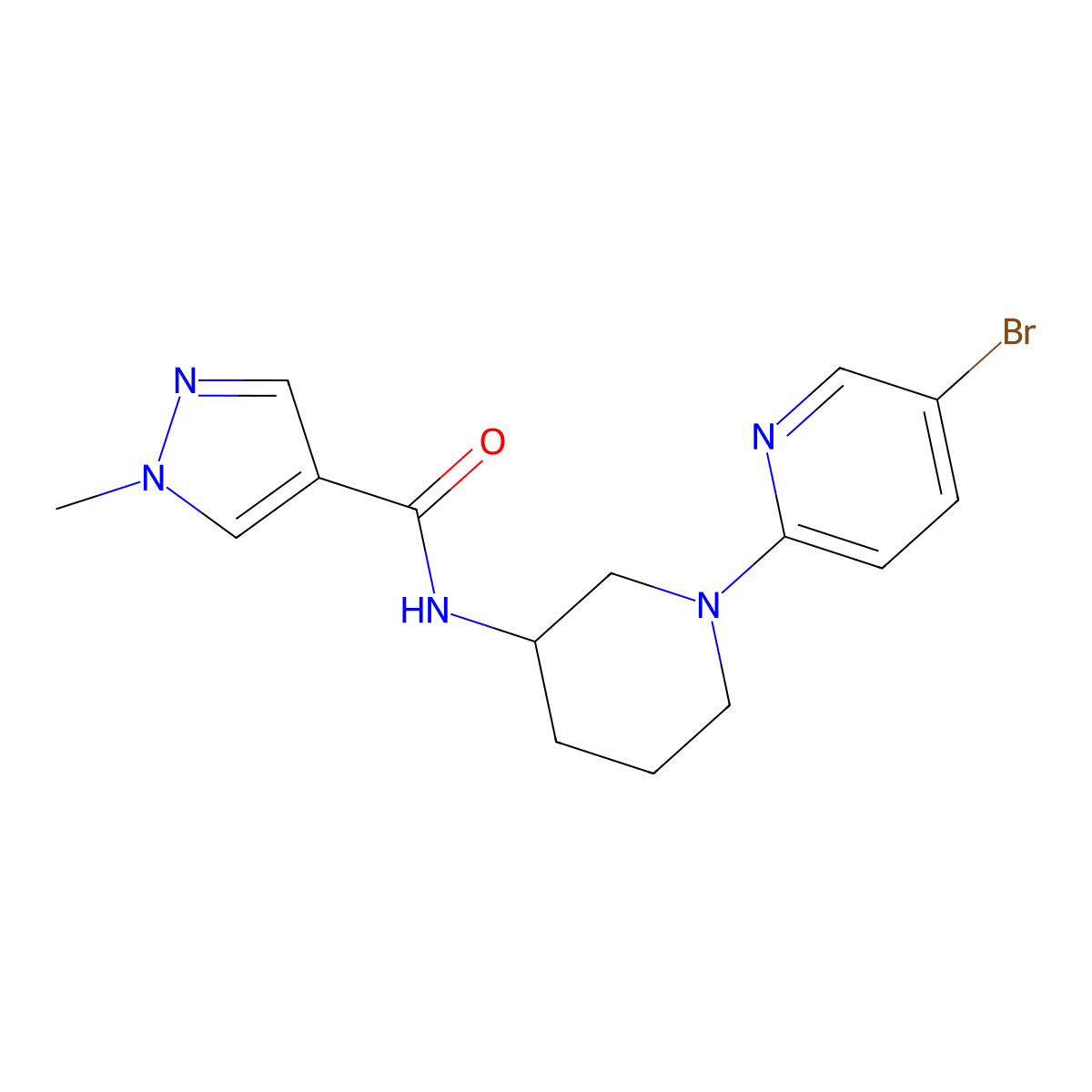 N-[1-(5-bromopyridin-2-yl)piperidin-3-yl]-1-methyl-1H-pyrazole-4-carboxamide molecular structure, CAS 3030820-01-7