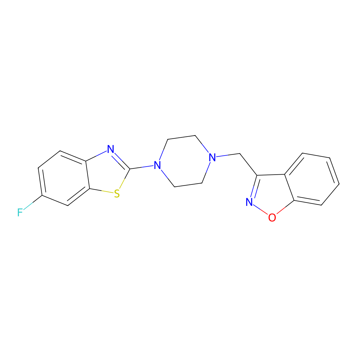 3-{[4-(6-Fluoro-1,3-benzothiazol-2-yl)piperazin-1-yl]methyl}-1,2-benzoxazole molecular structure, CAS 3030820-05-1
