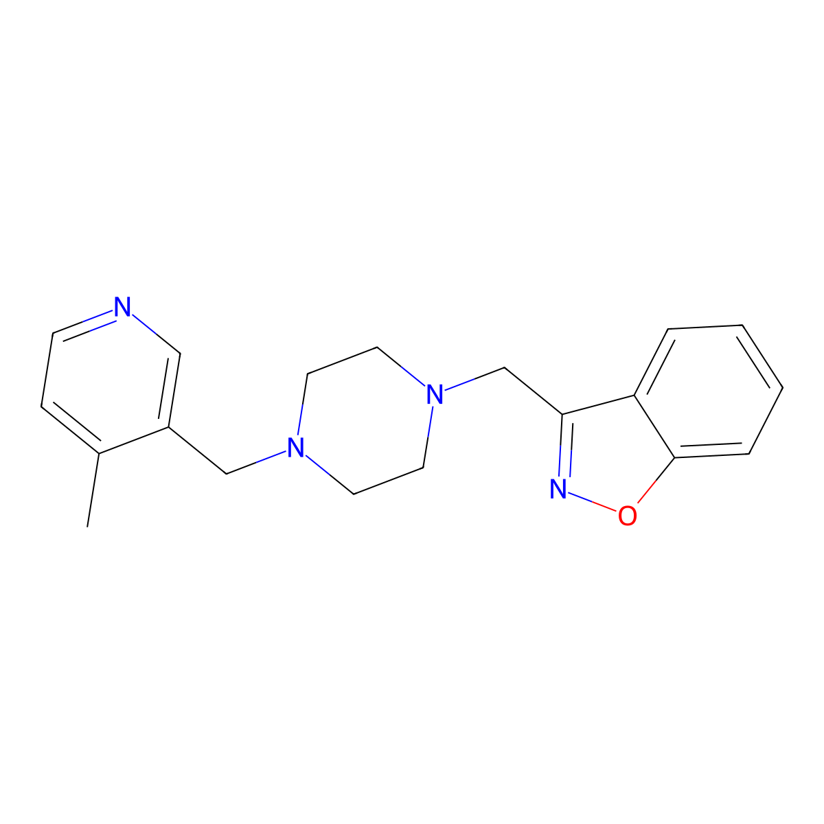 3-({4-[(4-Methylpyridin-3-yl)methyl]piperazin-1-yl}methyl)-1,2-benzoxazole molecular structure, CAS 3030820-11-9