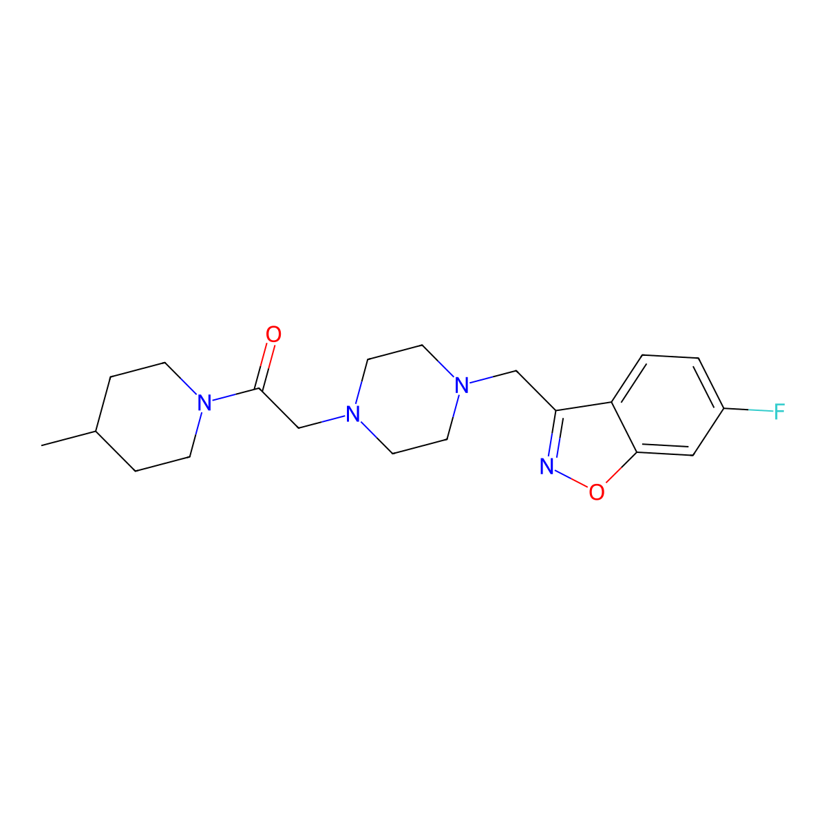 2-{4-[(6-Fluoro-1,2-benzoxazol-3-yl)methyl]piperazin-1-yl}-1-(4-methylpiperidin-1-yl)ethan-1-one molecular structure, CAS 3030820-29-9