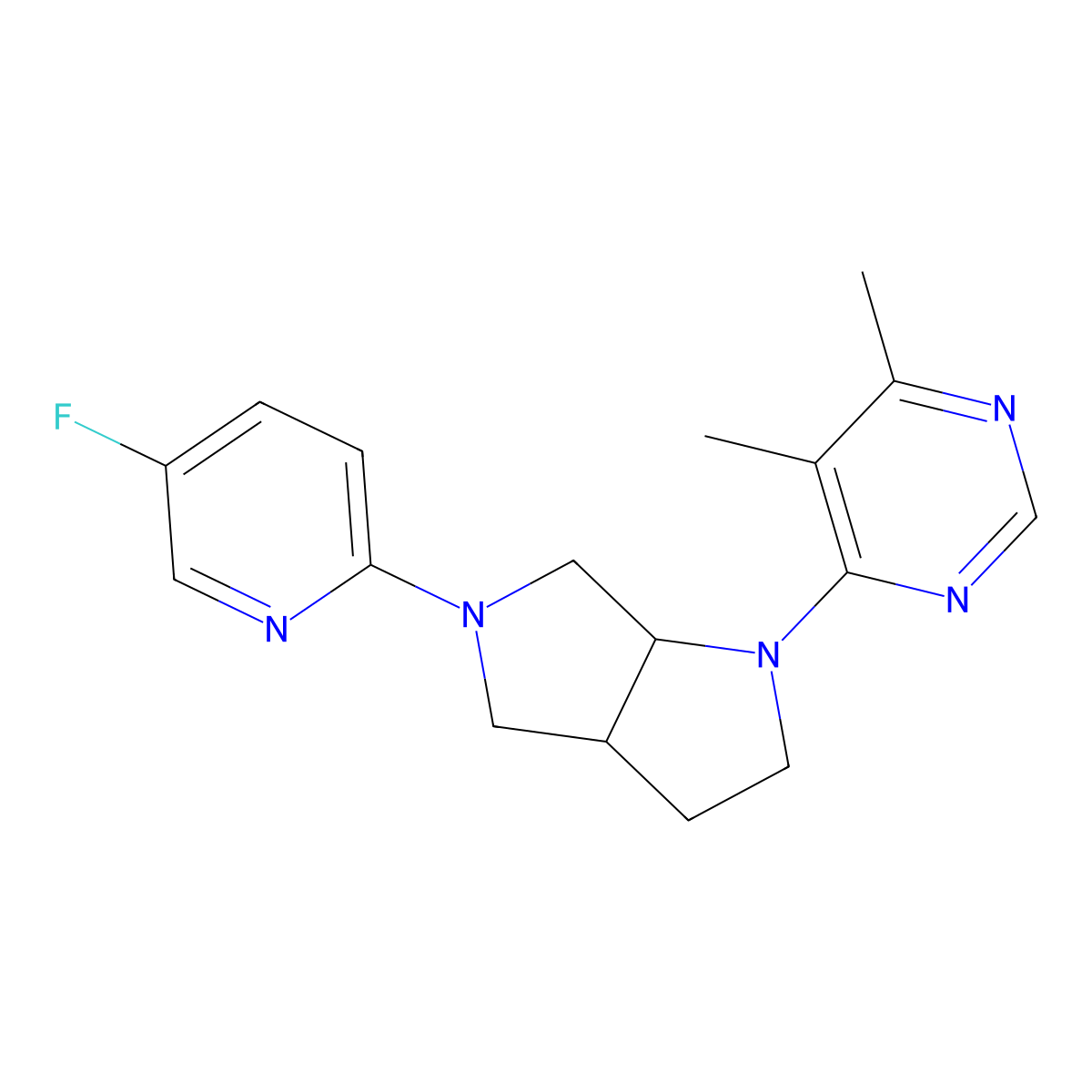 4-[5-(5-Fluoropyridin-2-yl)-octahydropyrrolo[3,4-b]pyrrol-1-yl]-5,6-dimethylpyrimidine molecular structure, CAS 3030821-26-9