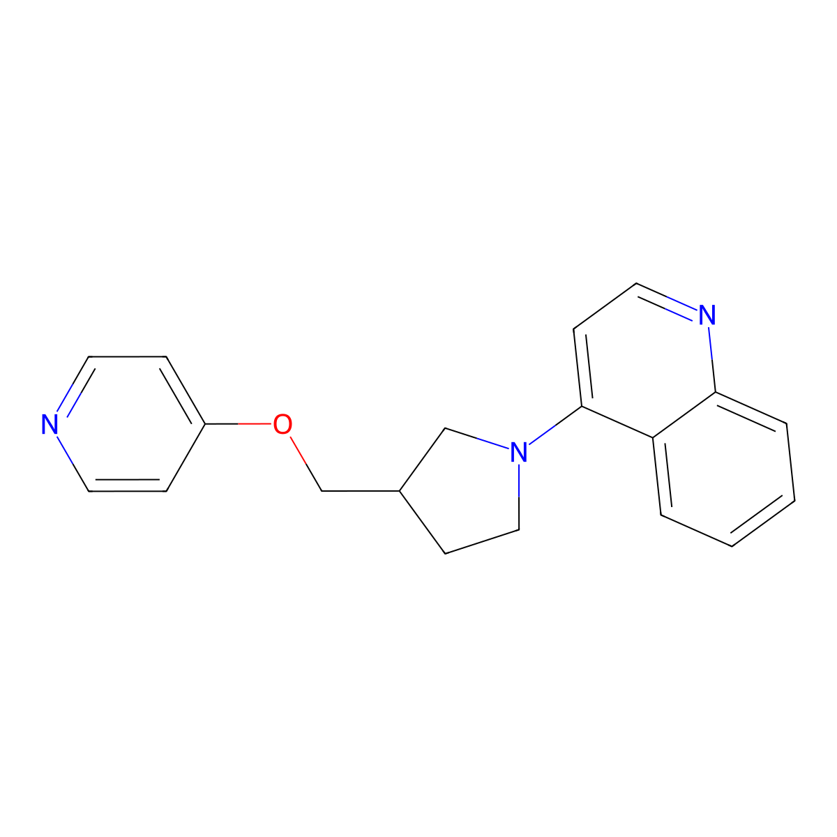 4-{3-[(Pyridin-4-yloxy)methyl]pyrrolidin-1-yl}quinoline molecular structure, CAS 3030821-30-5